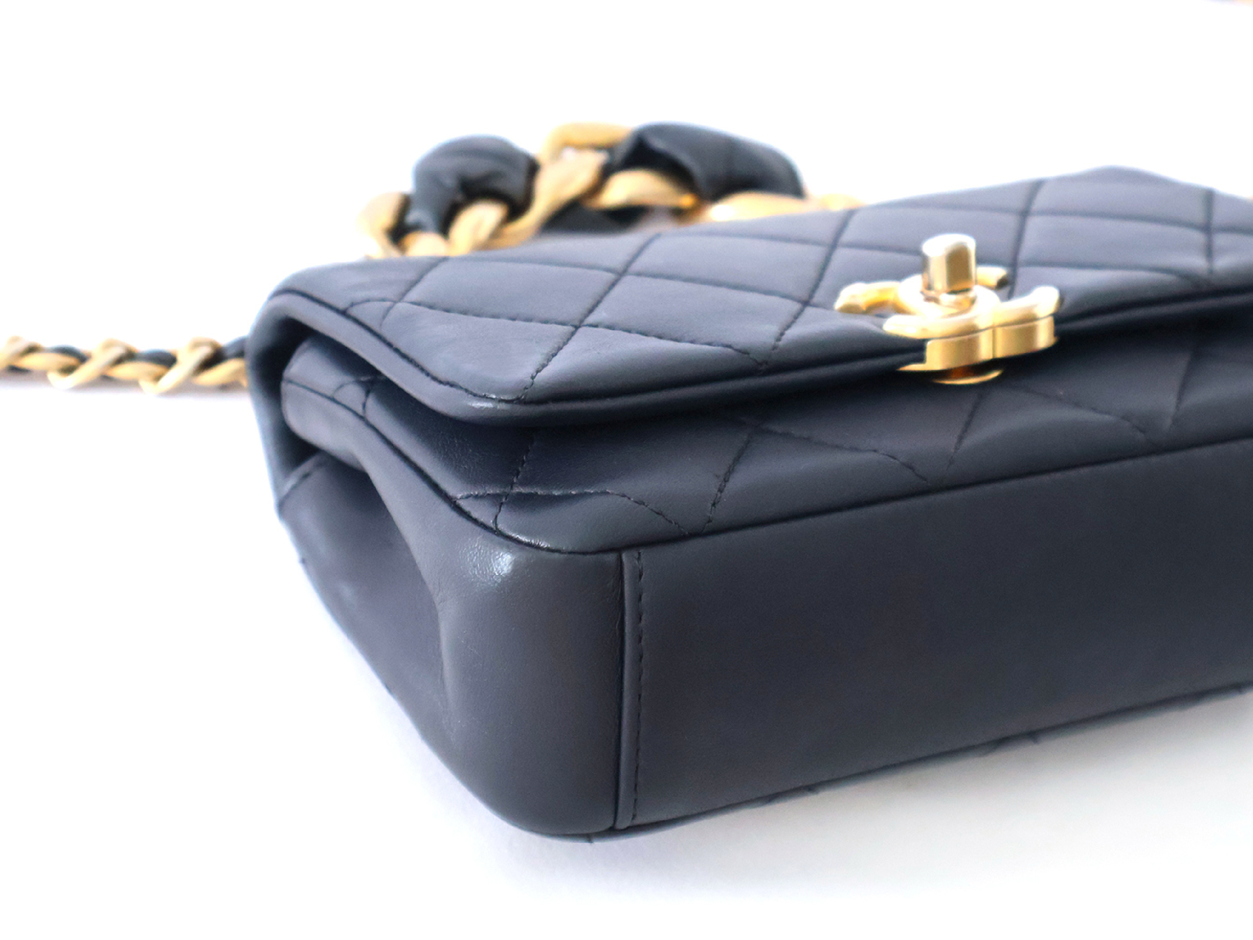 Mini Matelassé Lambskin 2-Way Chain Shoulder Bag (Navy) - Serial Number 31 (with original seal) — view 3