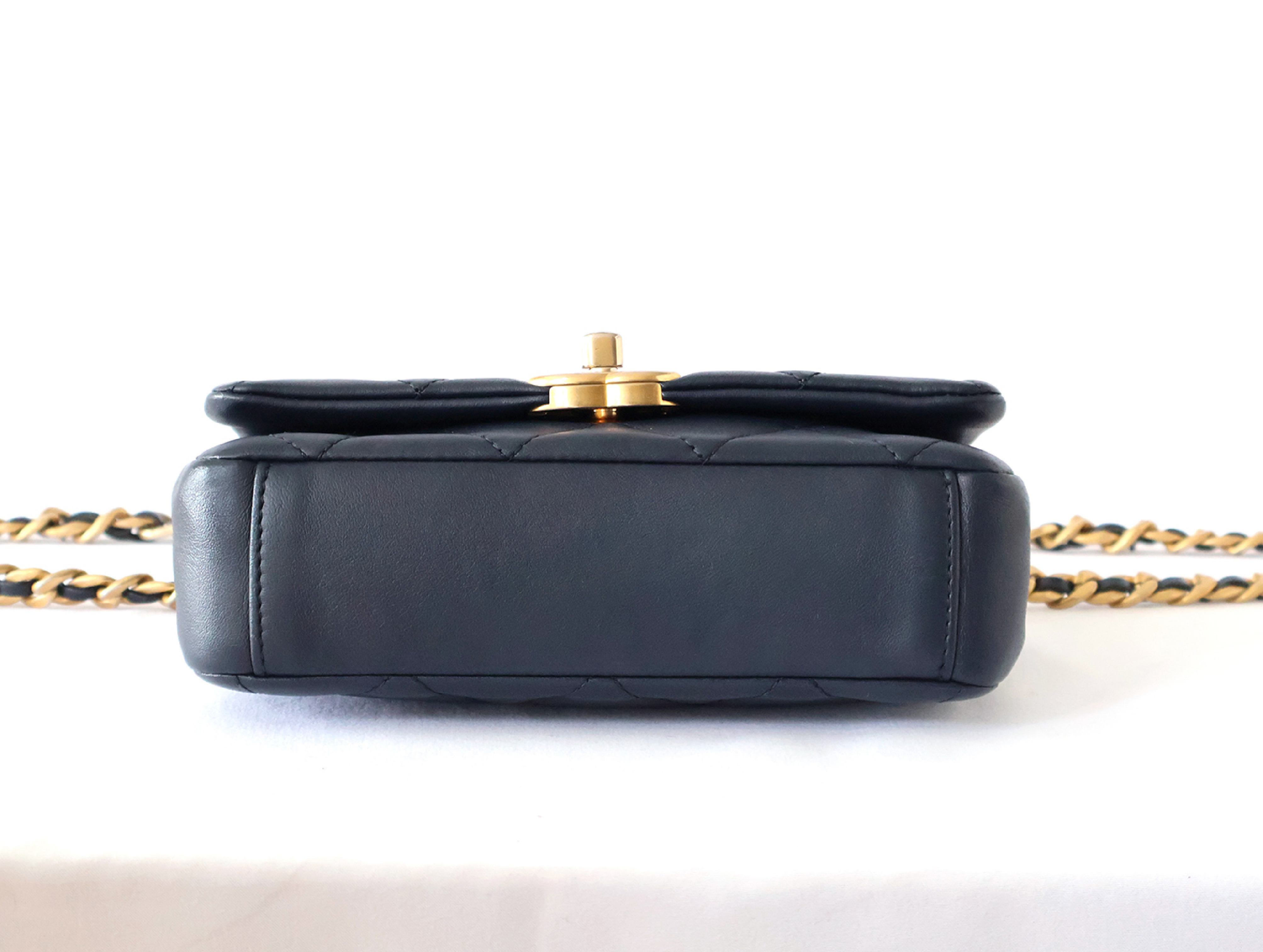 Mini Matelassé Lambskin 2-Way Chain Shoulder Bag (Navy) - Serial Number 31 (with original seal) — view 5