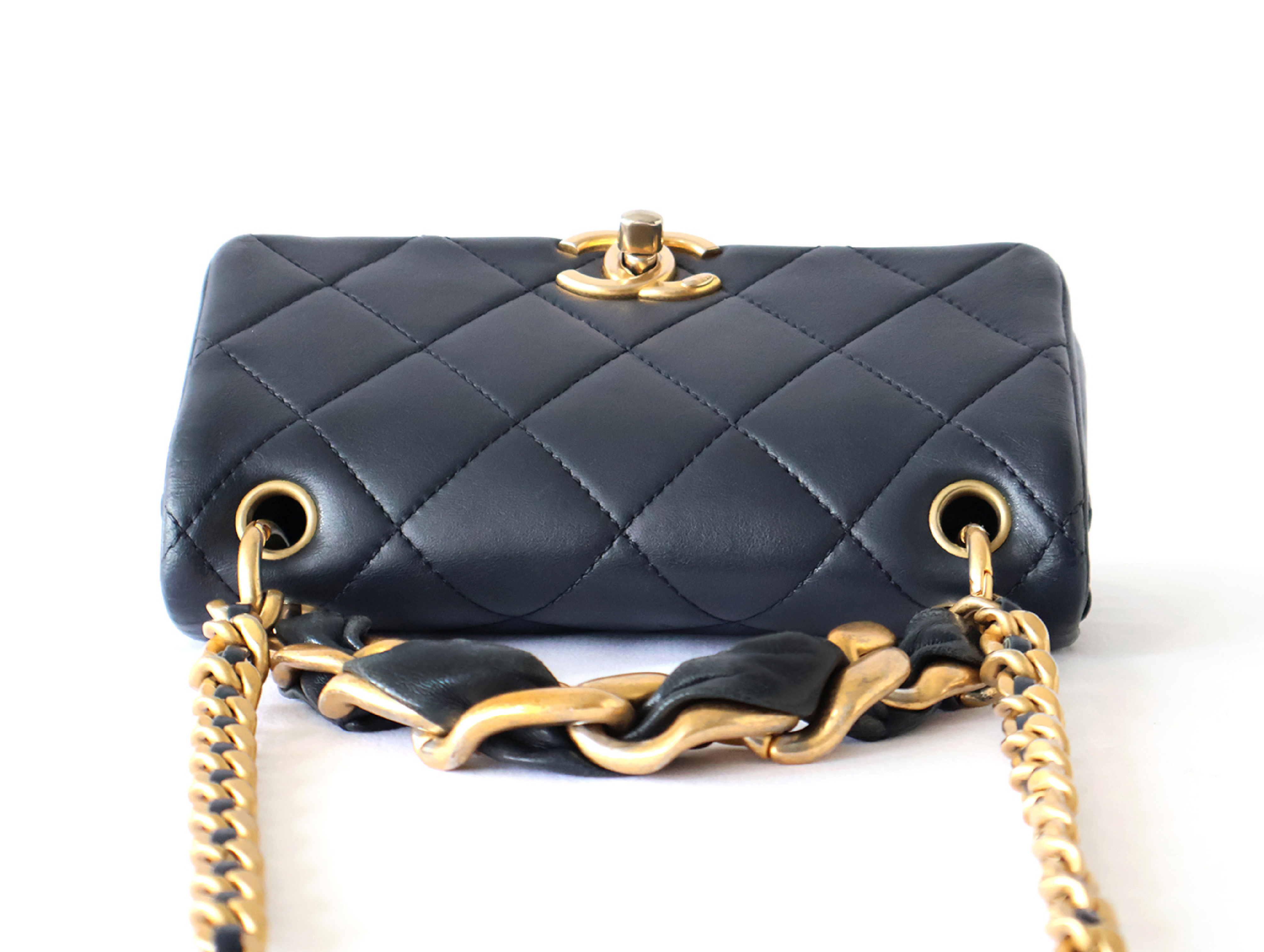 Mini Matelassé Lambskin 2-Way Chain Shoulder Bag (Navy) - Serial Number 31 (with original seal) — view 6