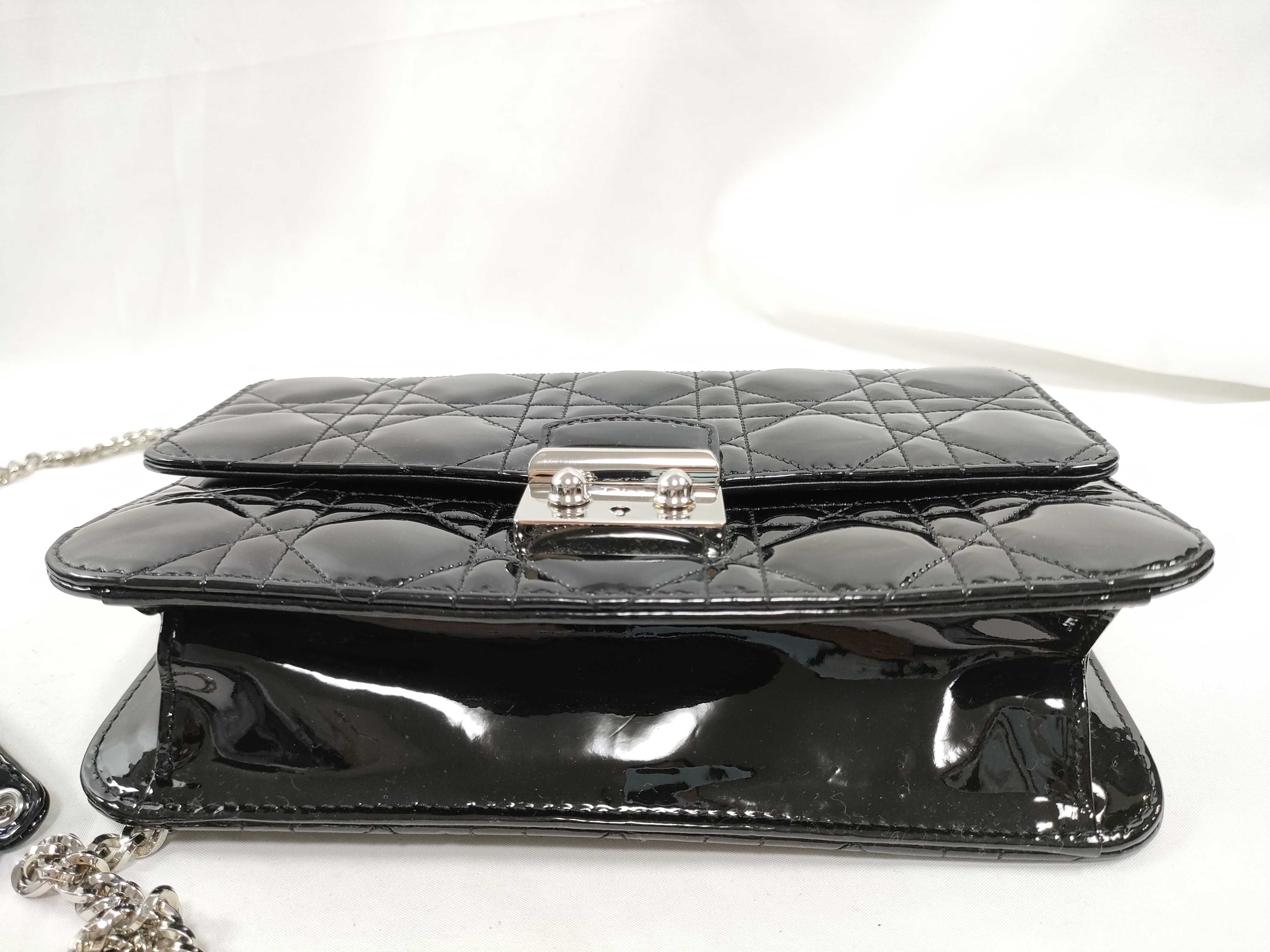 Cannage New Rock Patent Leather Chain Wallet Black Shoulder Bag — view 5