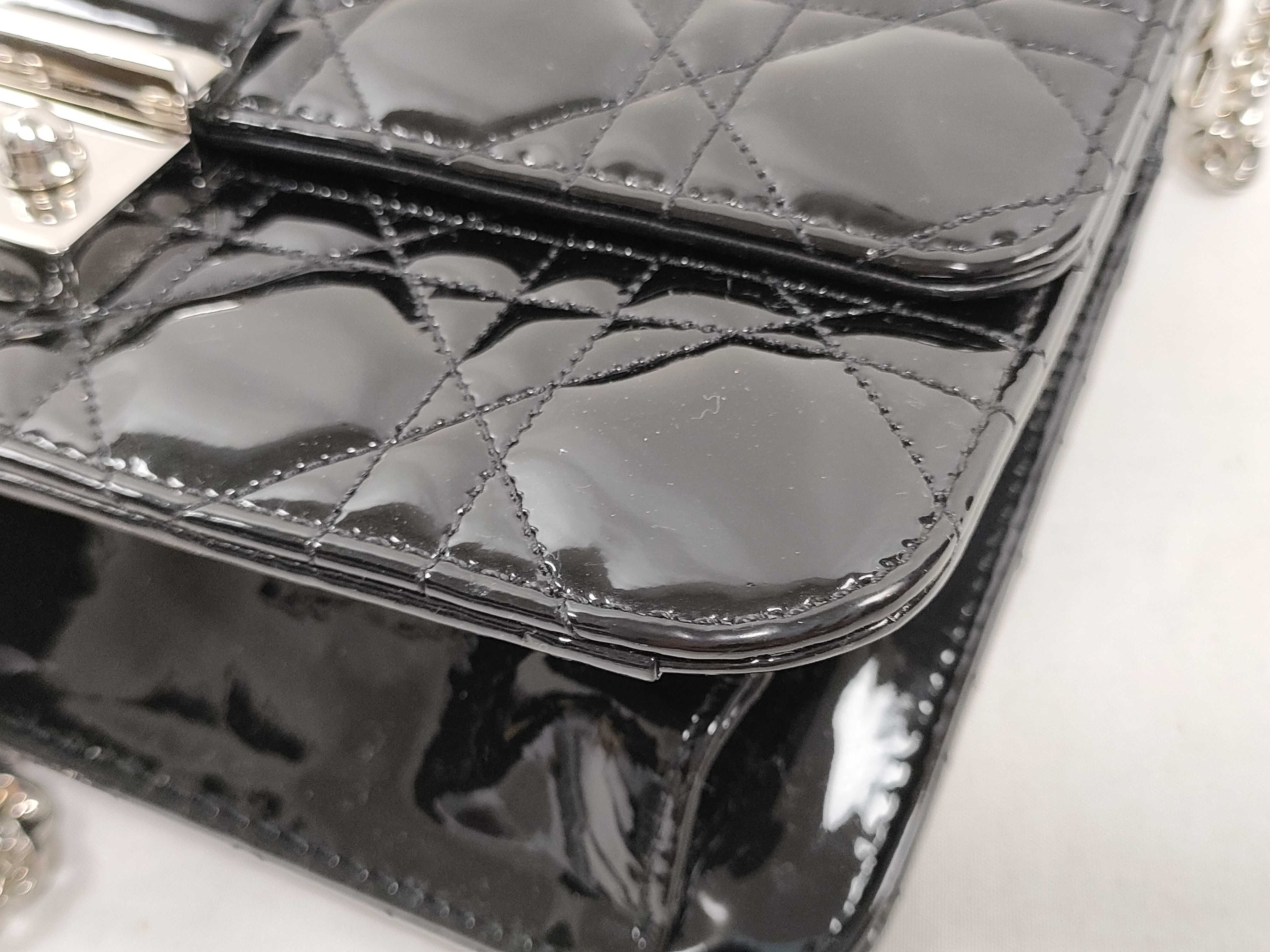 Cannage New Rock Patent Leather Chain Wallet Black Shoulder Bag — view 6
