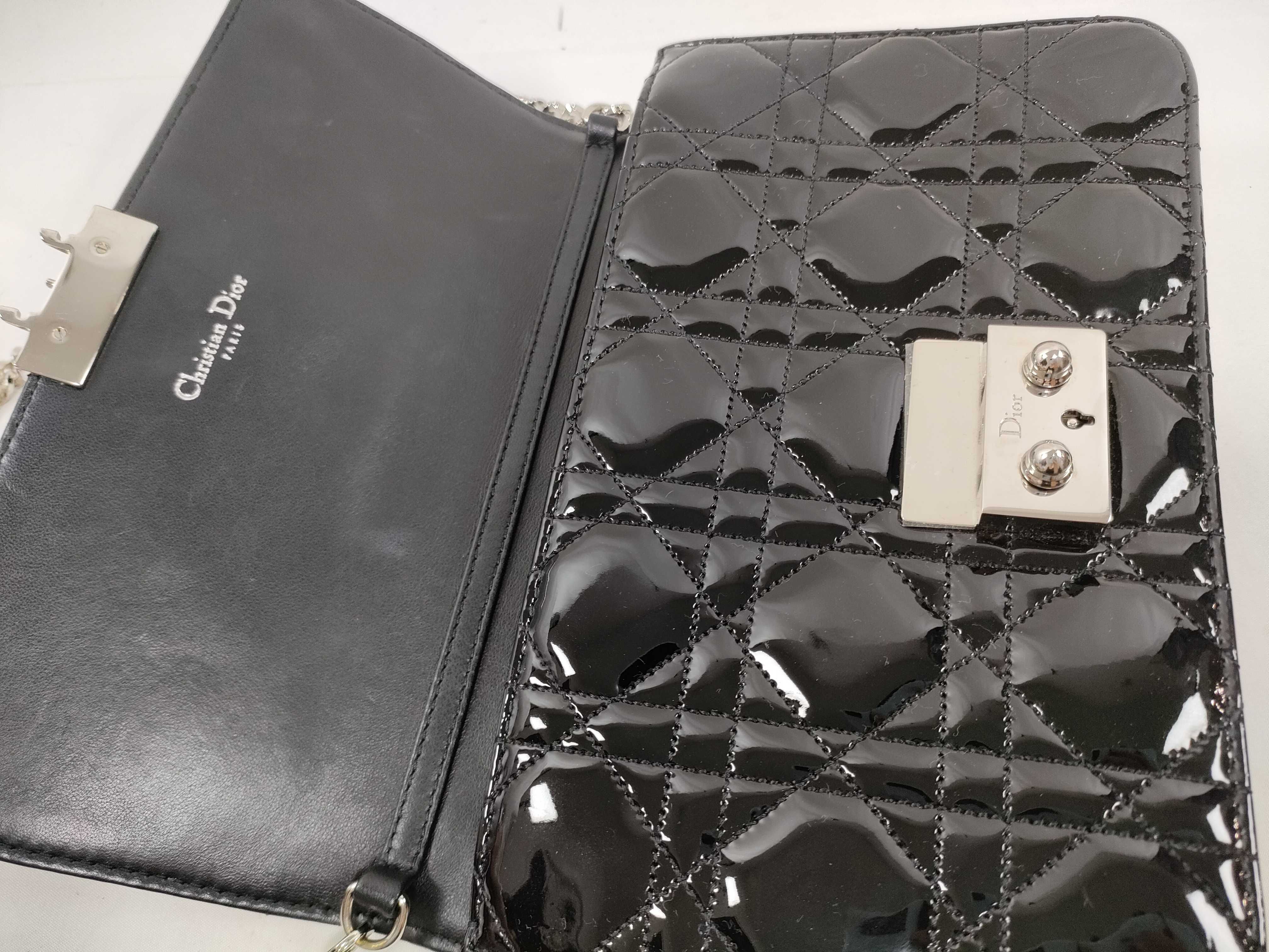 Cannage New Rock Patent Leather Chain Wallet Black Shoulder Bag — view 7