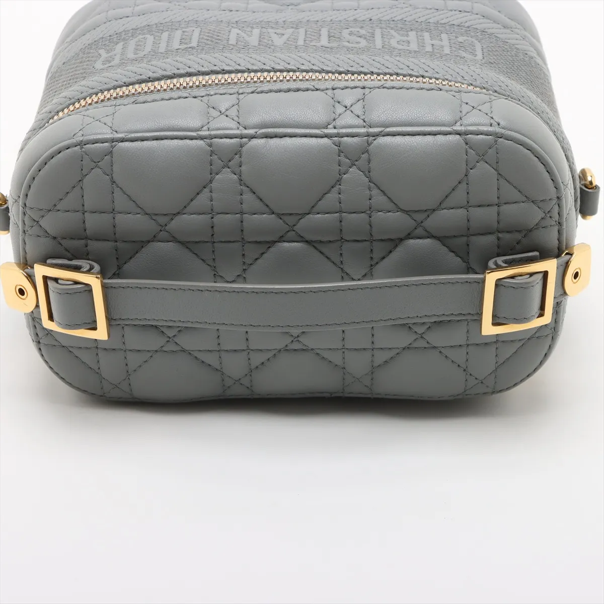 Cannage Leather 2-Way Vanity Bag, Gray — view 5