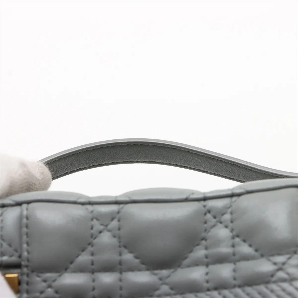 Cannage Leather 2-Way Vanity Bag, Gray — view 6