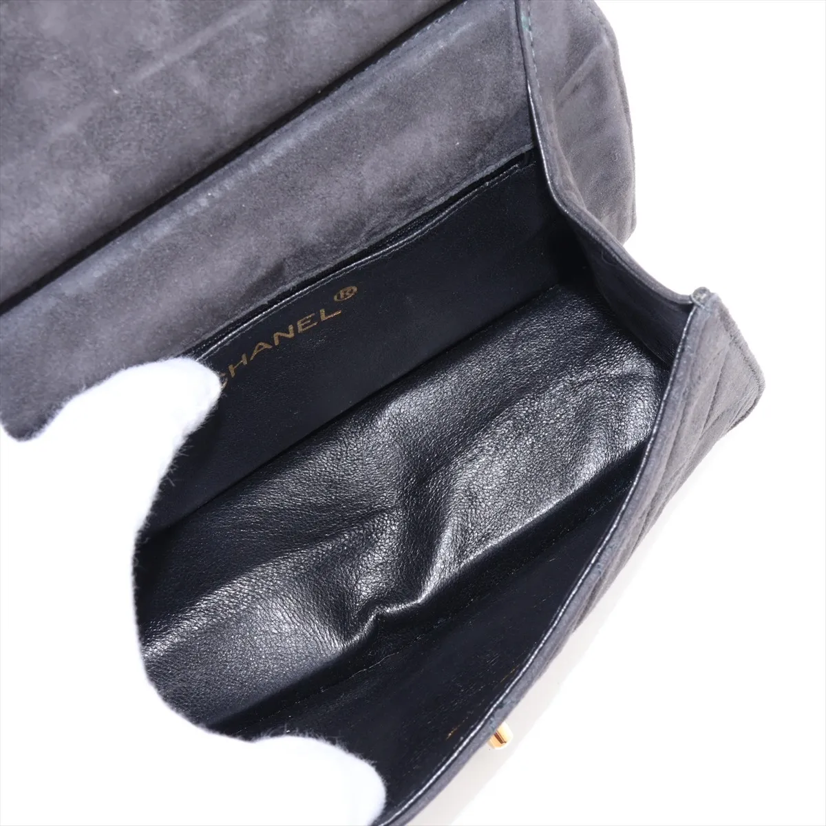 Matelassé Velvet Handbag, Gray with Gold Hardware, Item No. 34820750 (Serial No. 3) — view 7