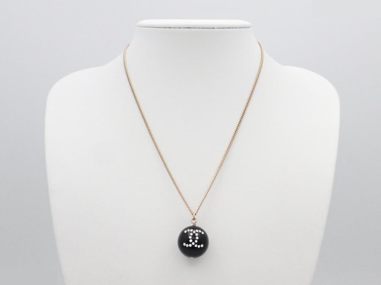 necklace, ball design, Coco Mark, rhinestones, 09P, width 2cm — view 3