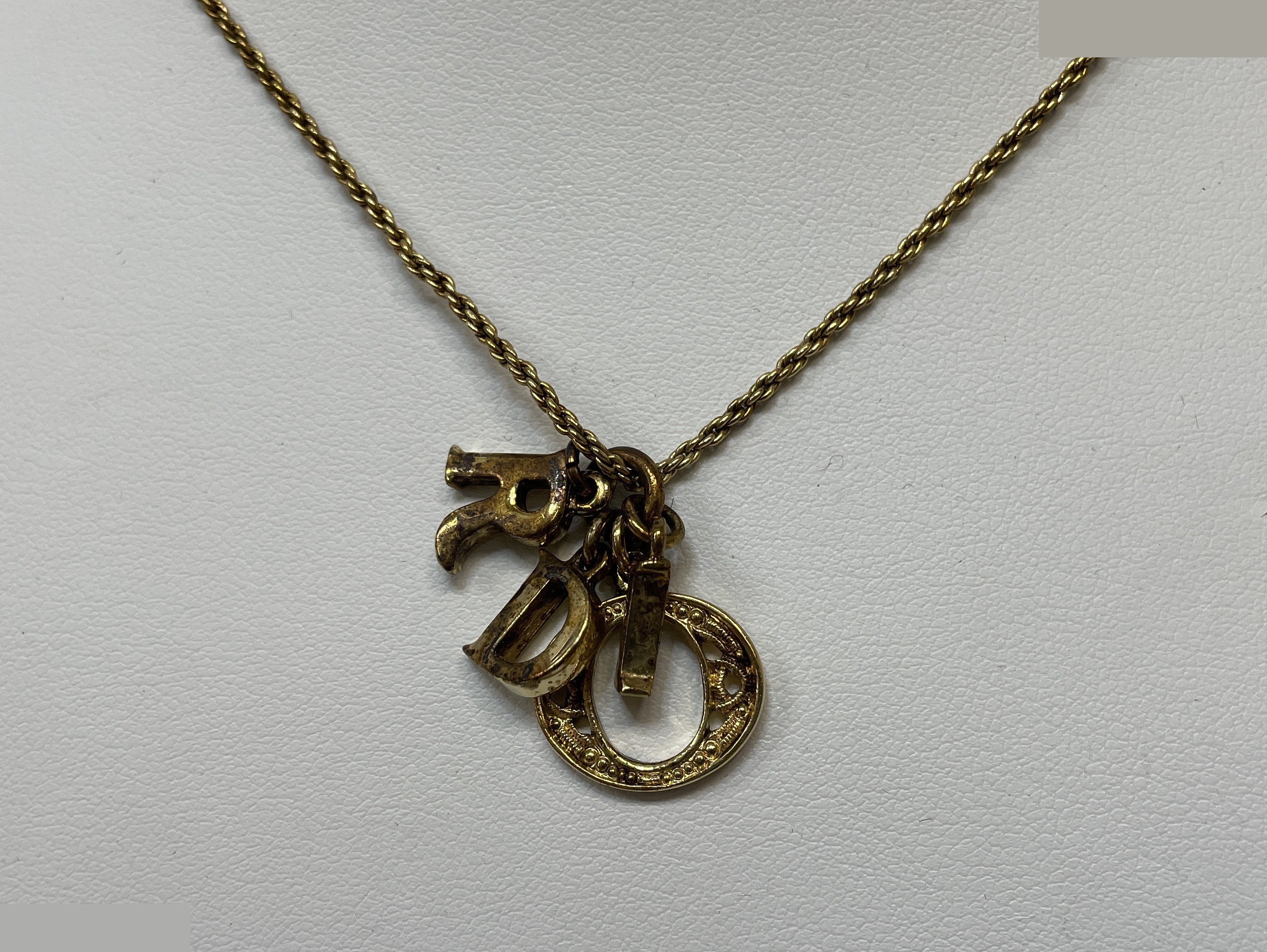 CD logo necklace gold D. I. O. R charm total length 44cm