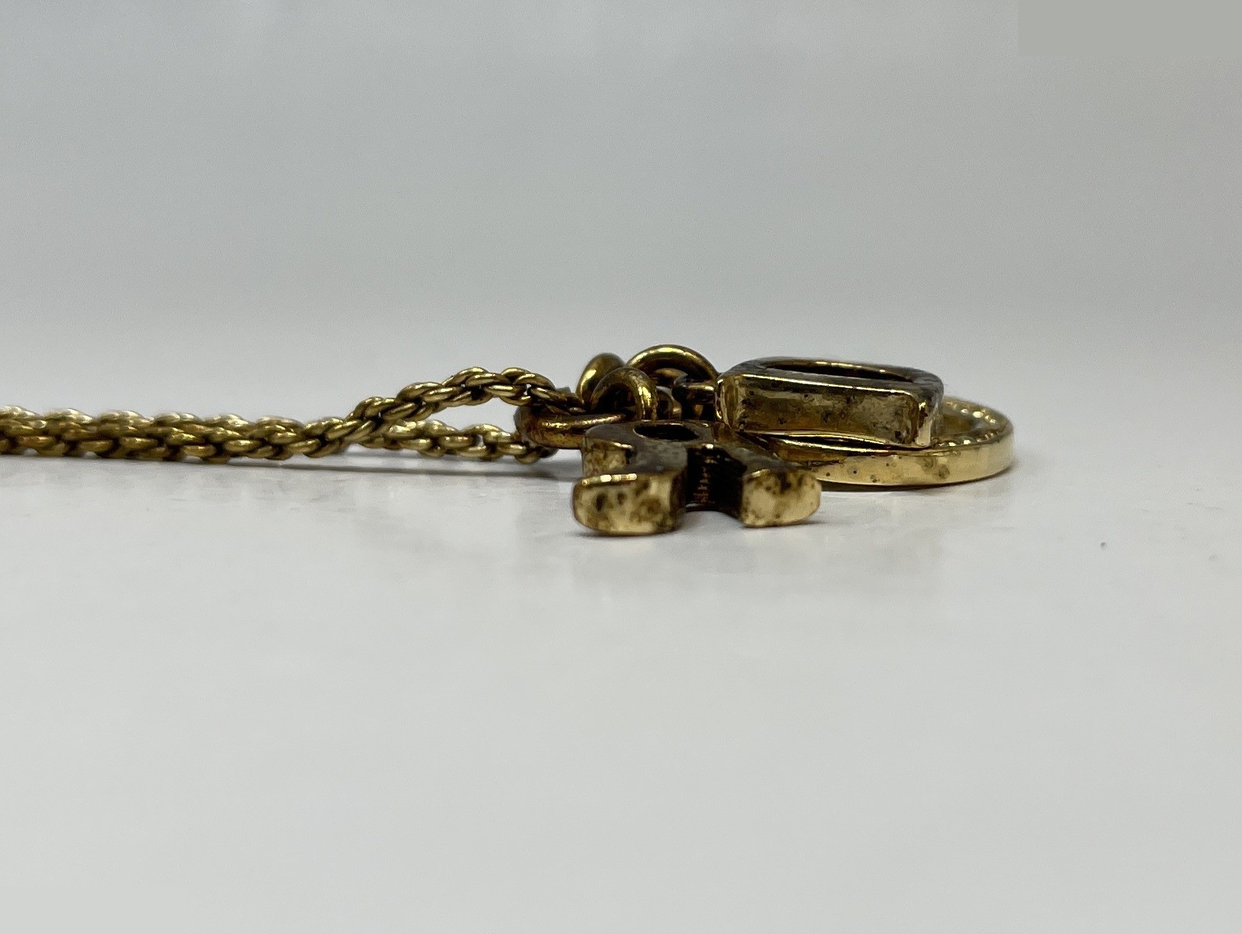 CD logo necklace gold D. I. O. R charm total length 44cm — view 6