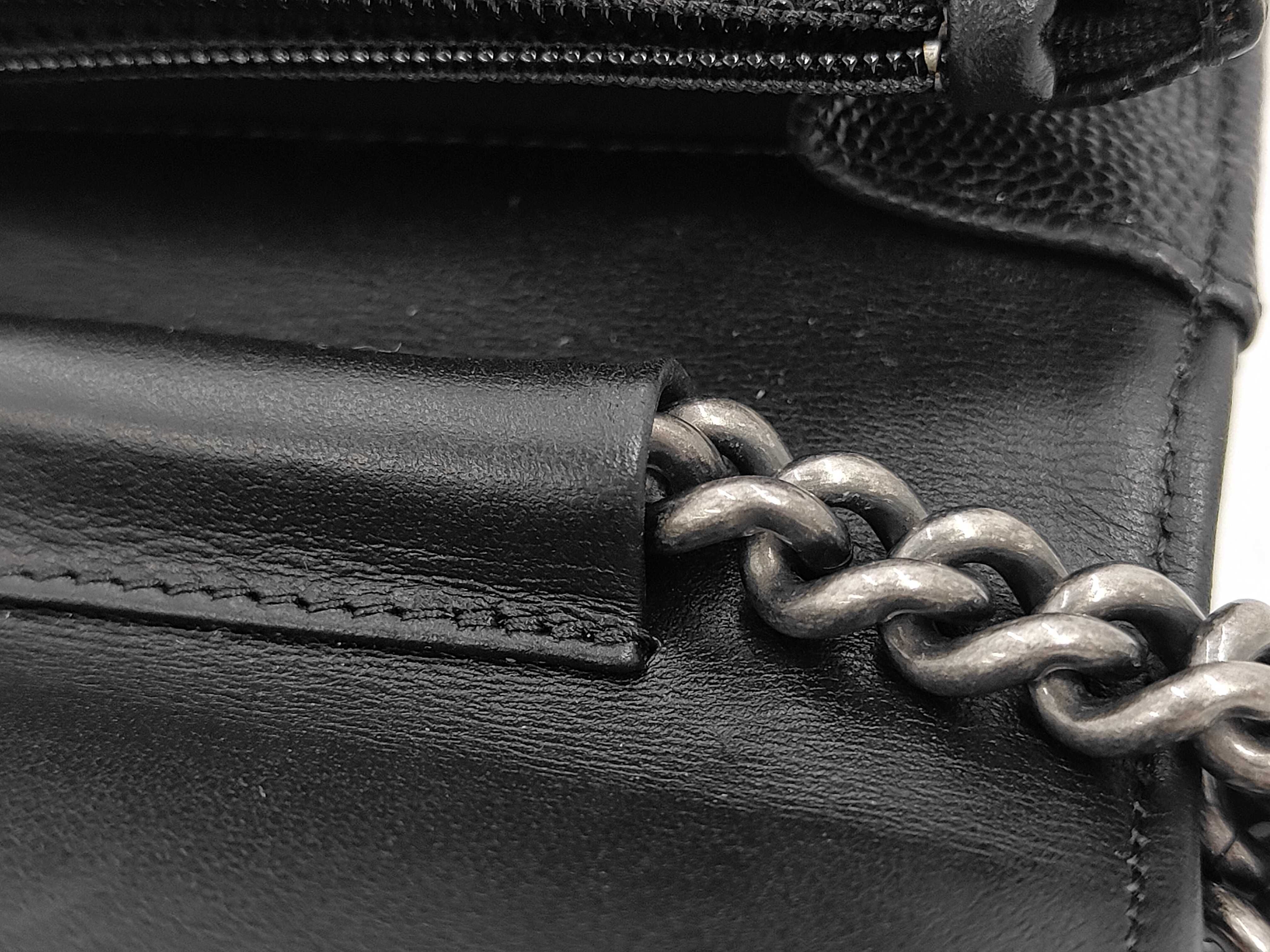 Boy Chanel Caviar Skin Black Chain Shoulder Bag — view 8