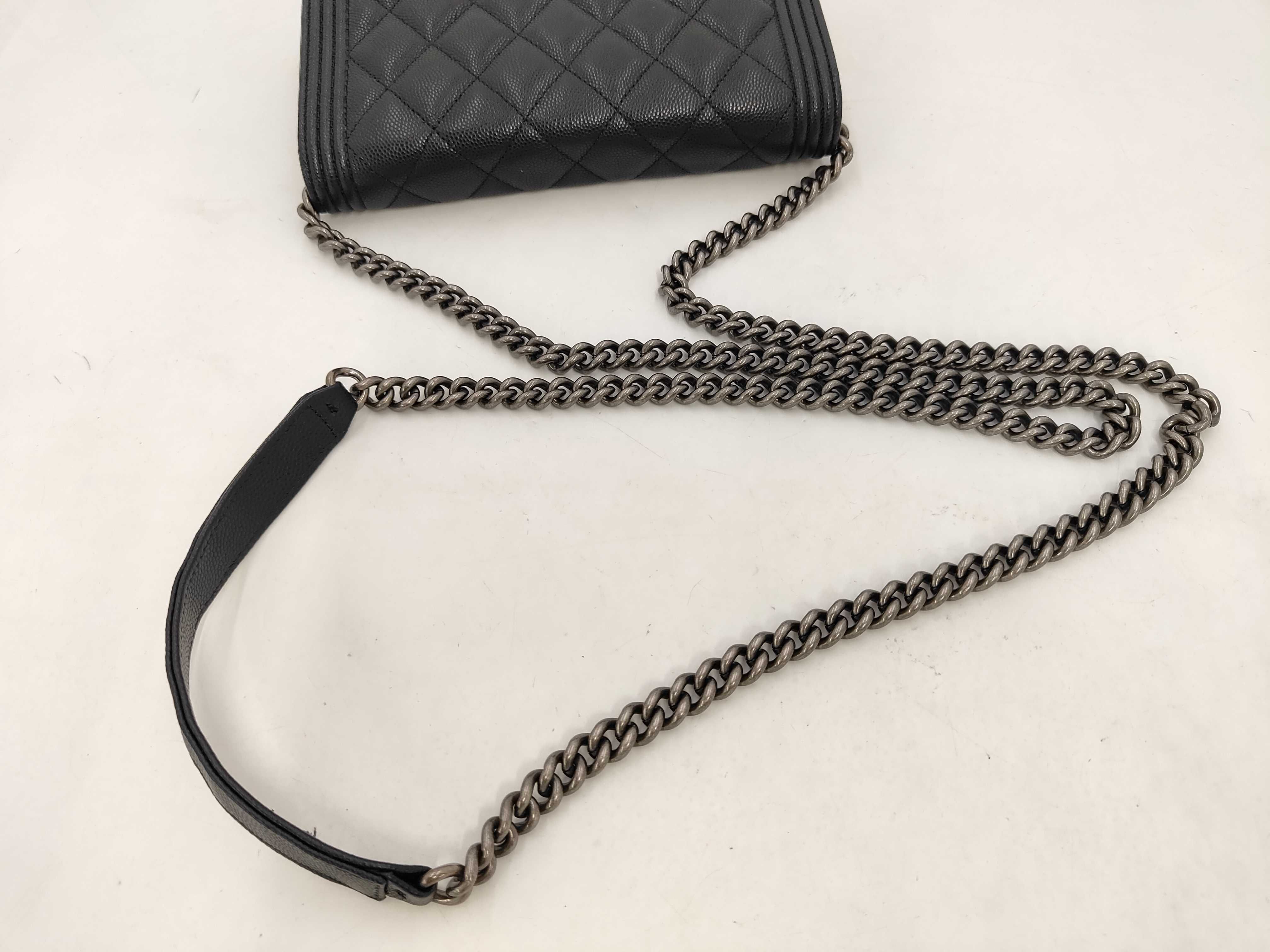 Boy Chanel Caviar Skin Black Chain Shoulder Bag — view 10