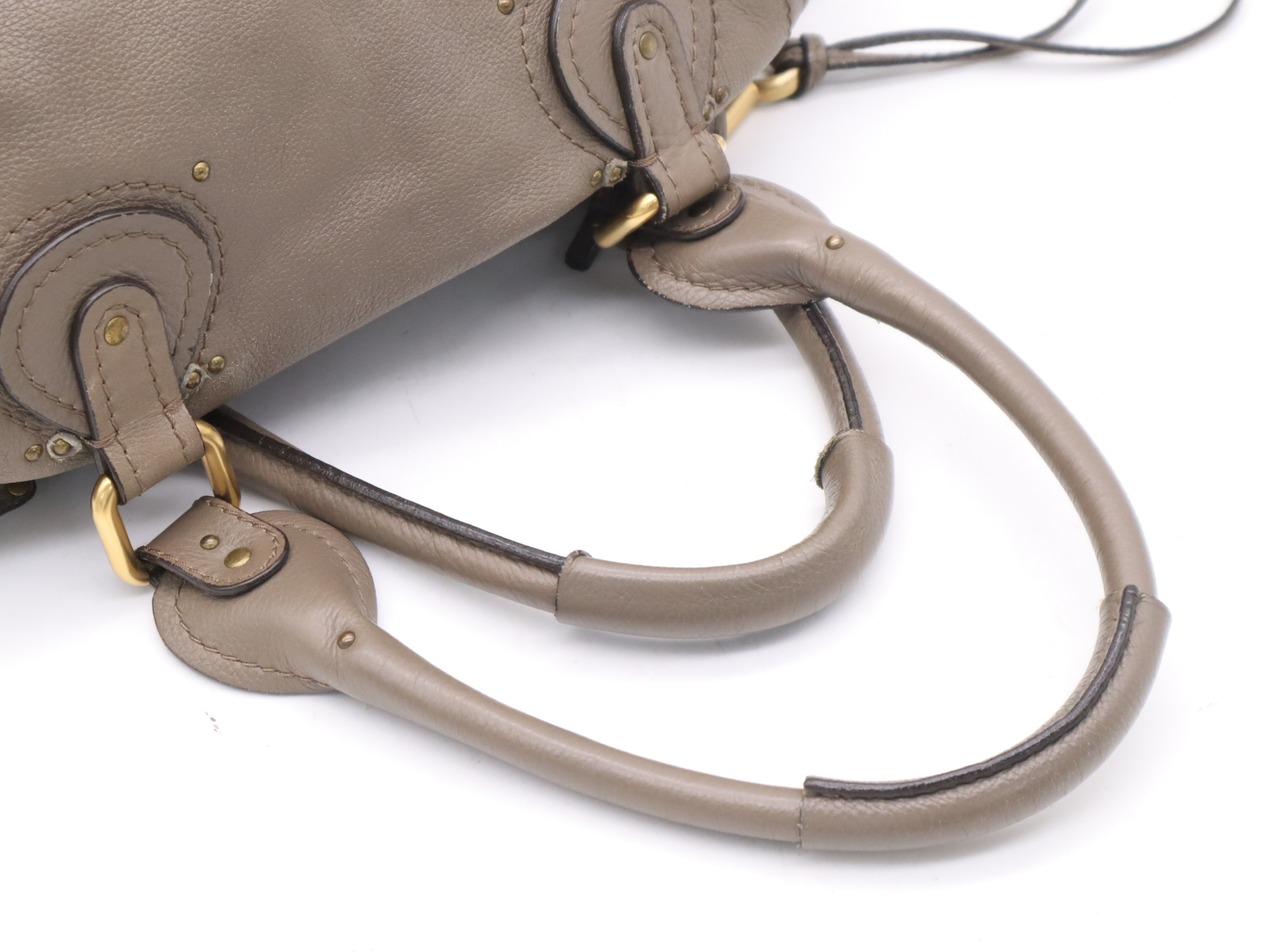 Leather Paddington Handbag, Brown, Gold Hardware, with Padlock and Key — view 6