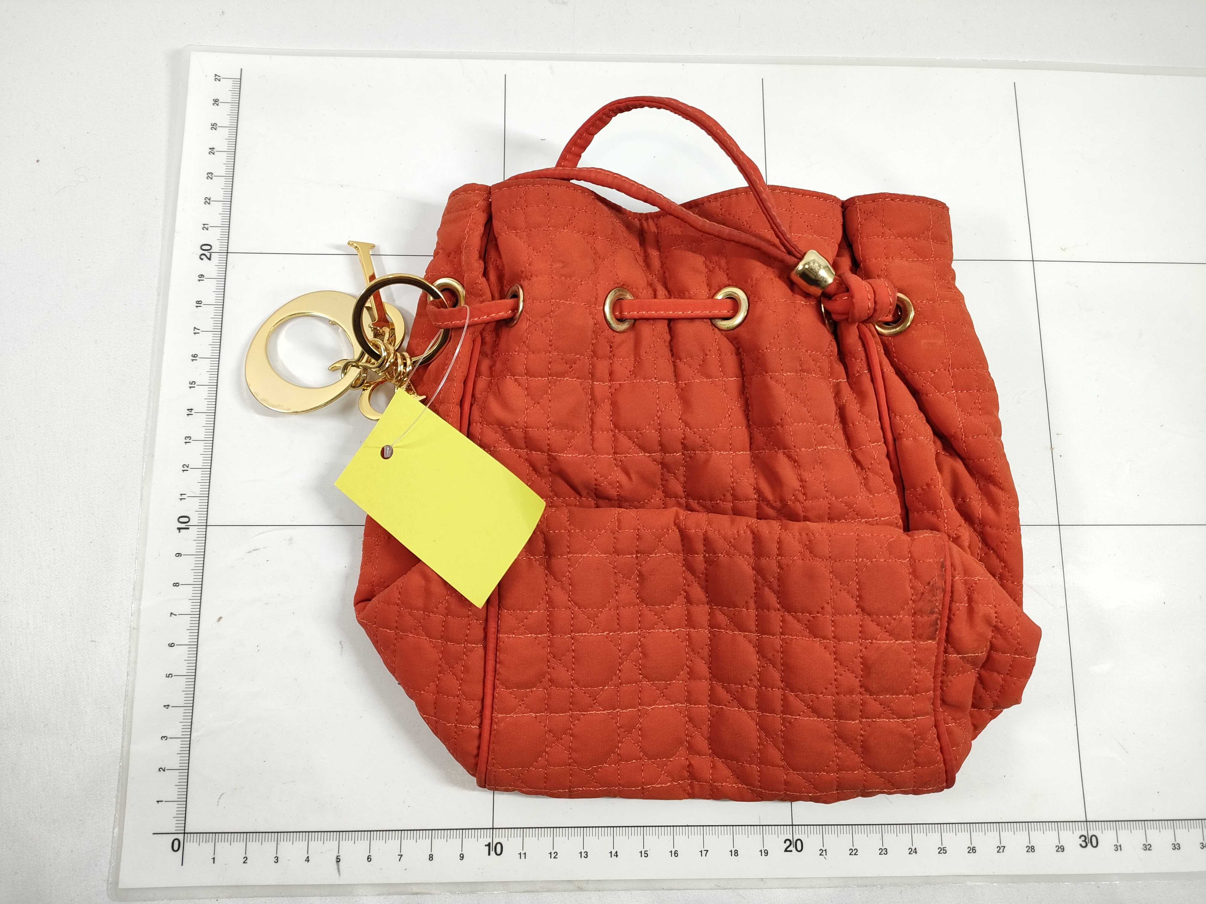 Cannage Quilted Drawstring Pouch with CD Charm, Orange, Other Accessories — view 2