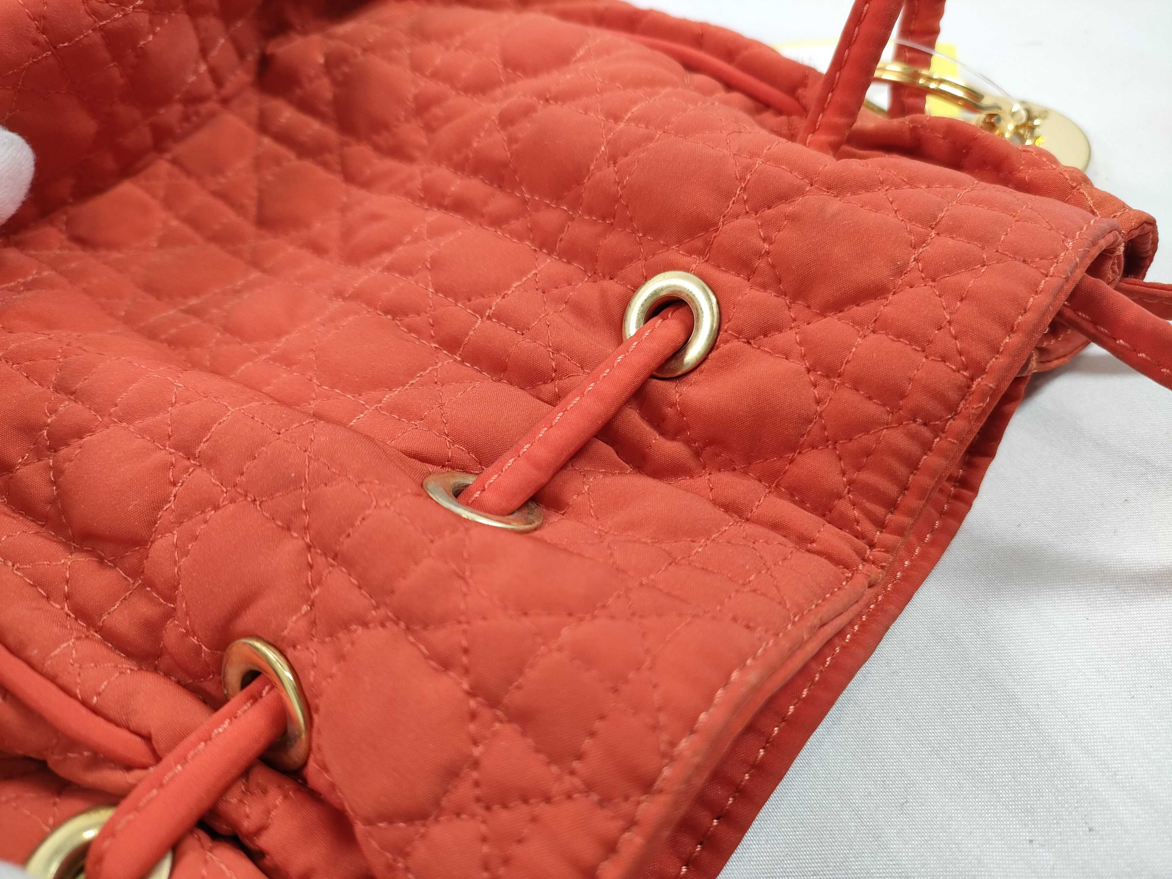Cannage Quilted Drawstring Pouch with CD Charm, Orange, Other Accessories — view 13