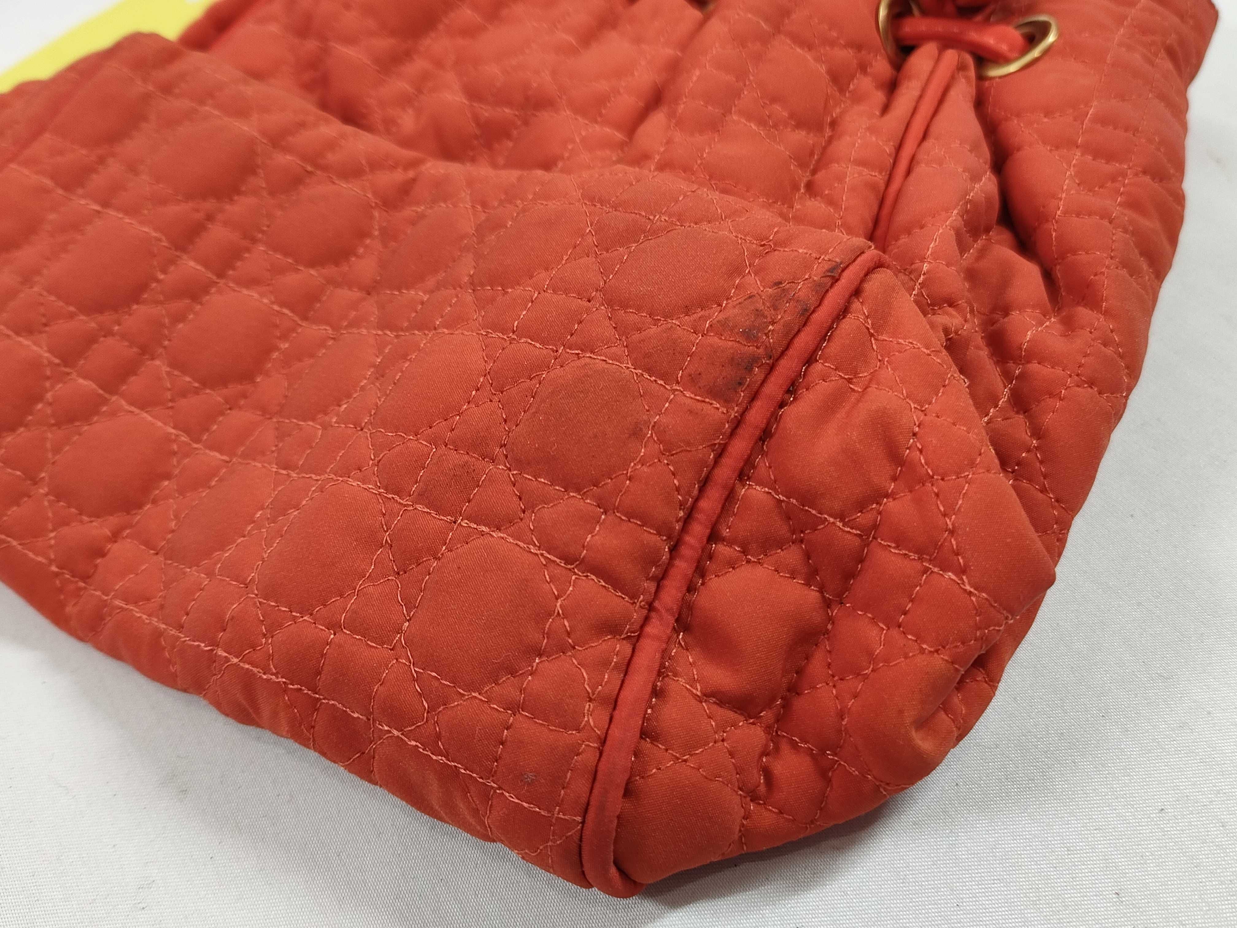 Cannage Quilted Drawstring Pouch with CD Charm, Orange, Other Accessories — view 3