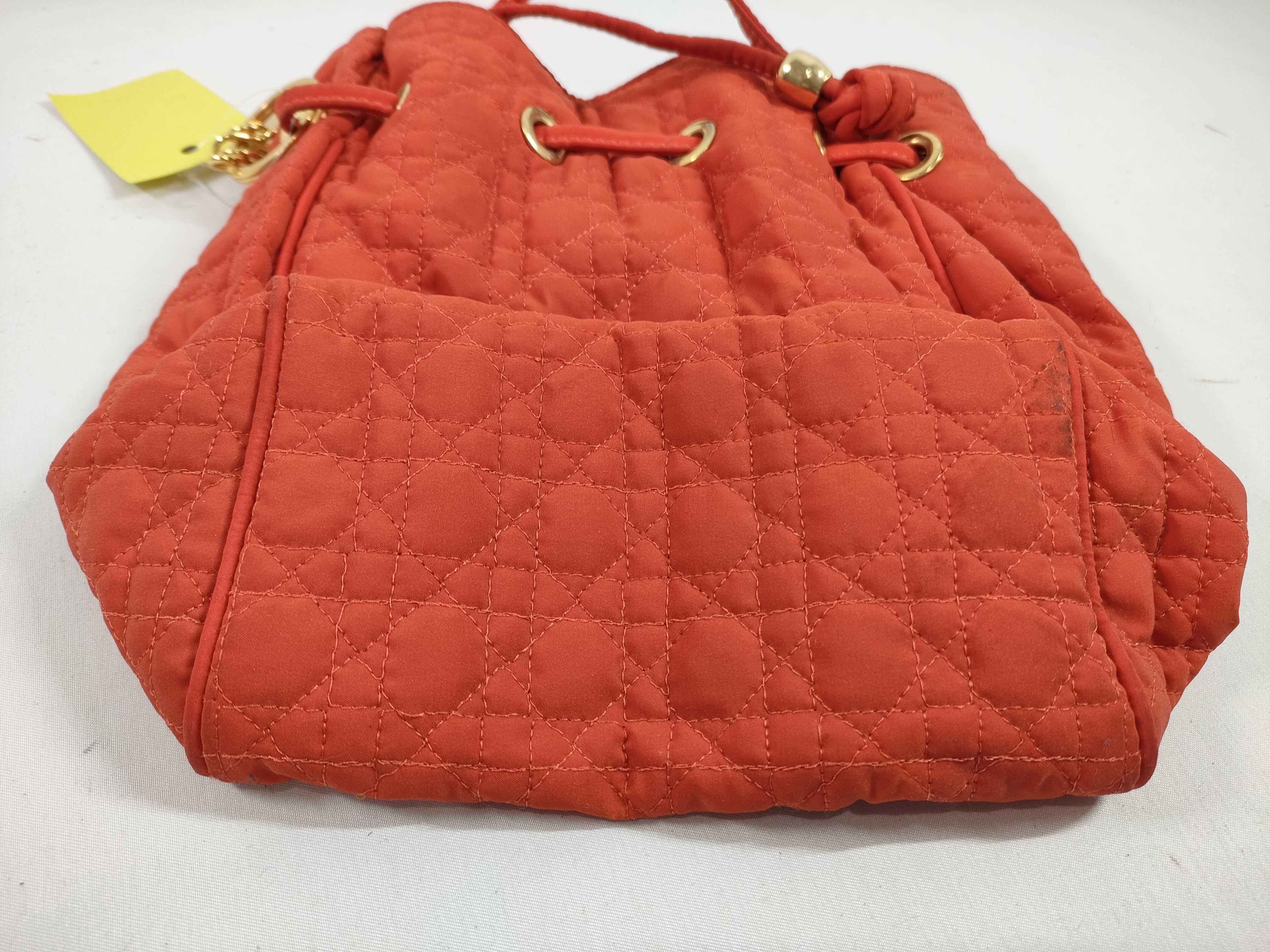 Cannage Quilted Drawstring Pouch with CD Charm, Orange, Other Accessories — view 4