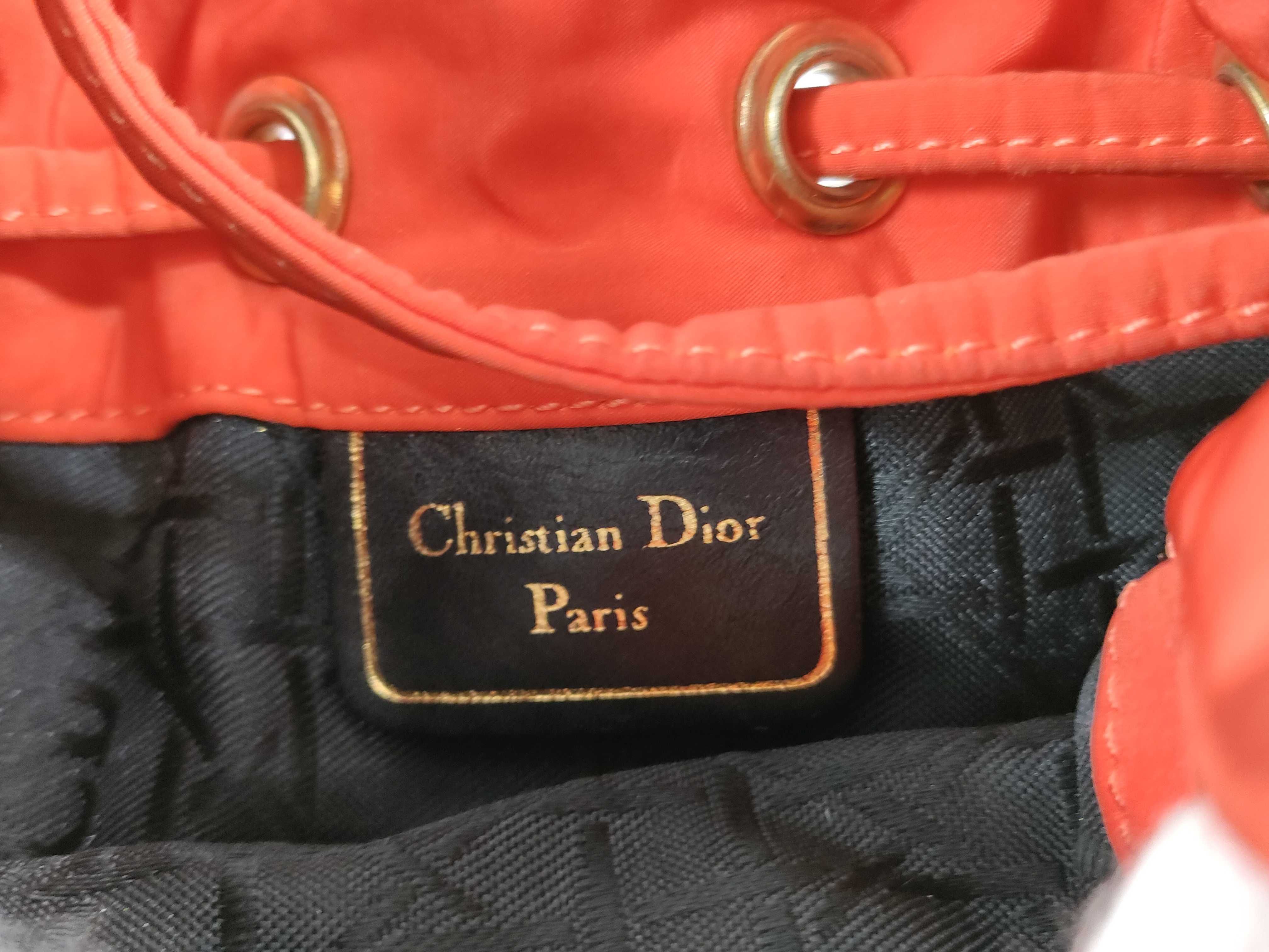 Cannage Quilted Drawstring Pouch with CD Charm, Orange, Other Accessories — view 7