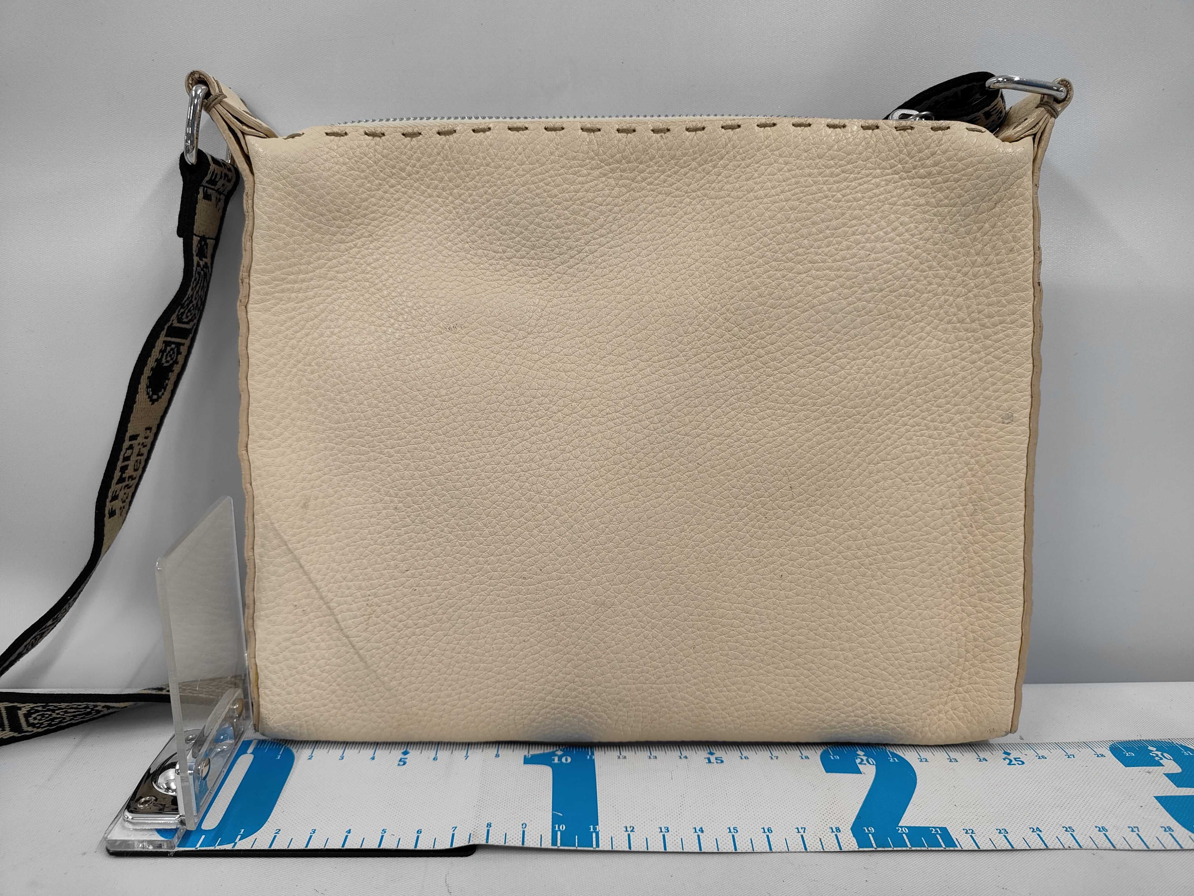 Leather Selleria Shoulder Bag, Ivory — view 2
