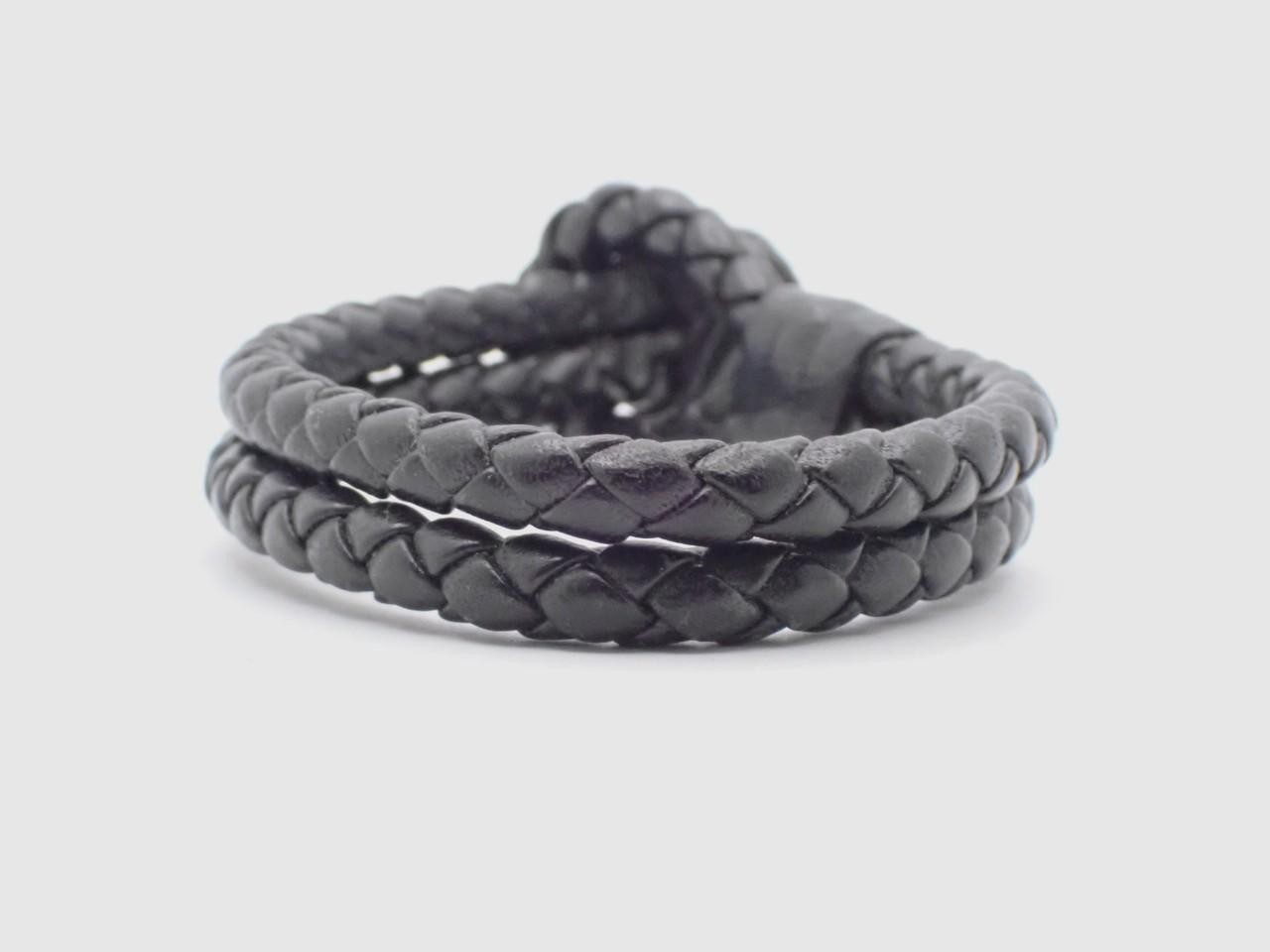bracelet, leather, black, wrist circumference approximately 16cm