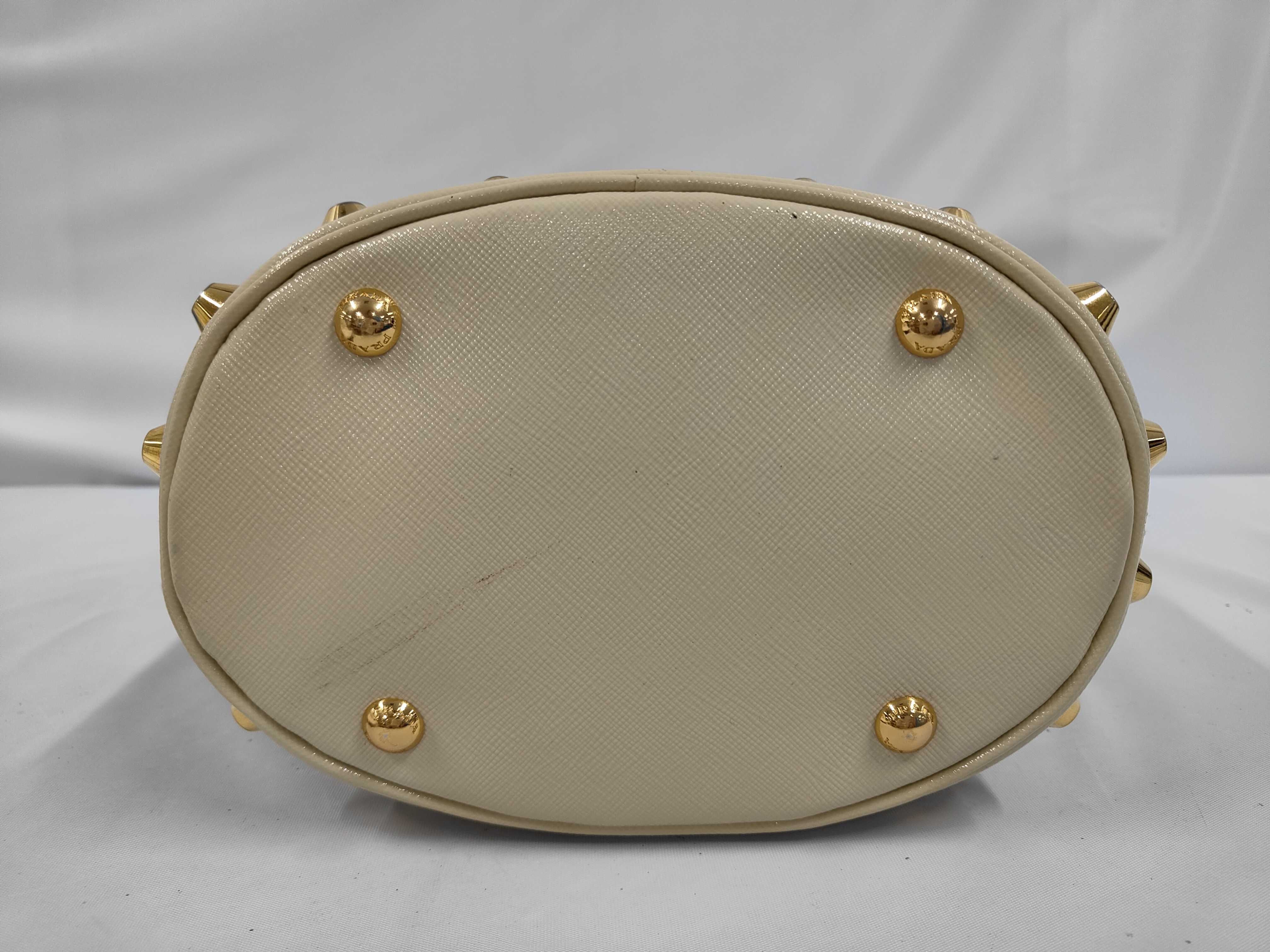 Saffiano Studded Vernice Tote Bag (2-Way, Ivory) - Handbag — view 3