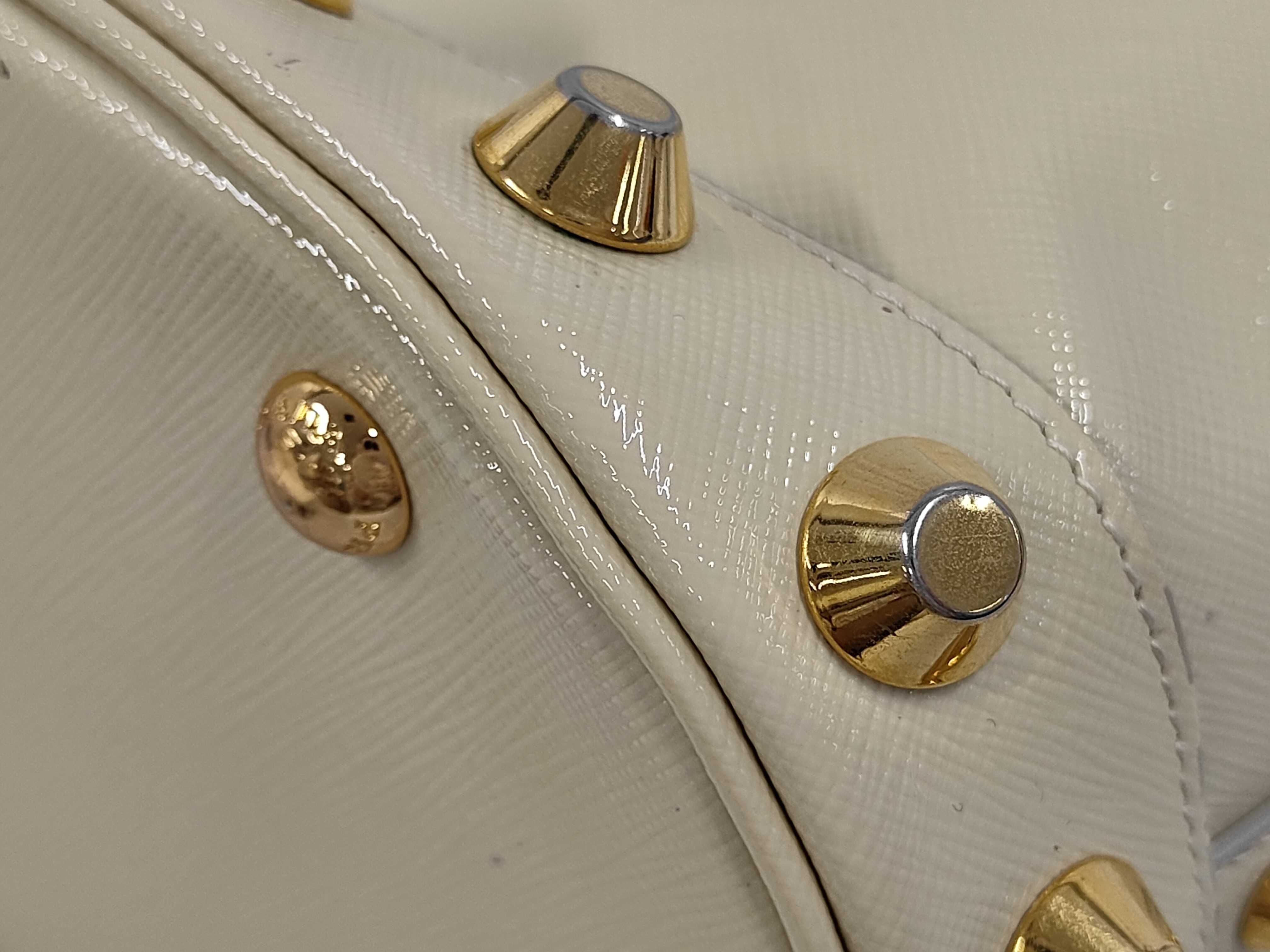 Saffiano Studded Vernice Tote Bag (2-Way, Ivory) - Handbag — view 4