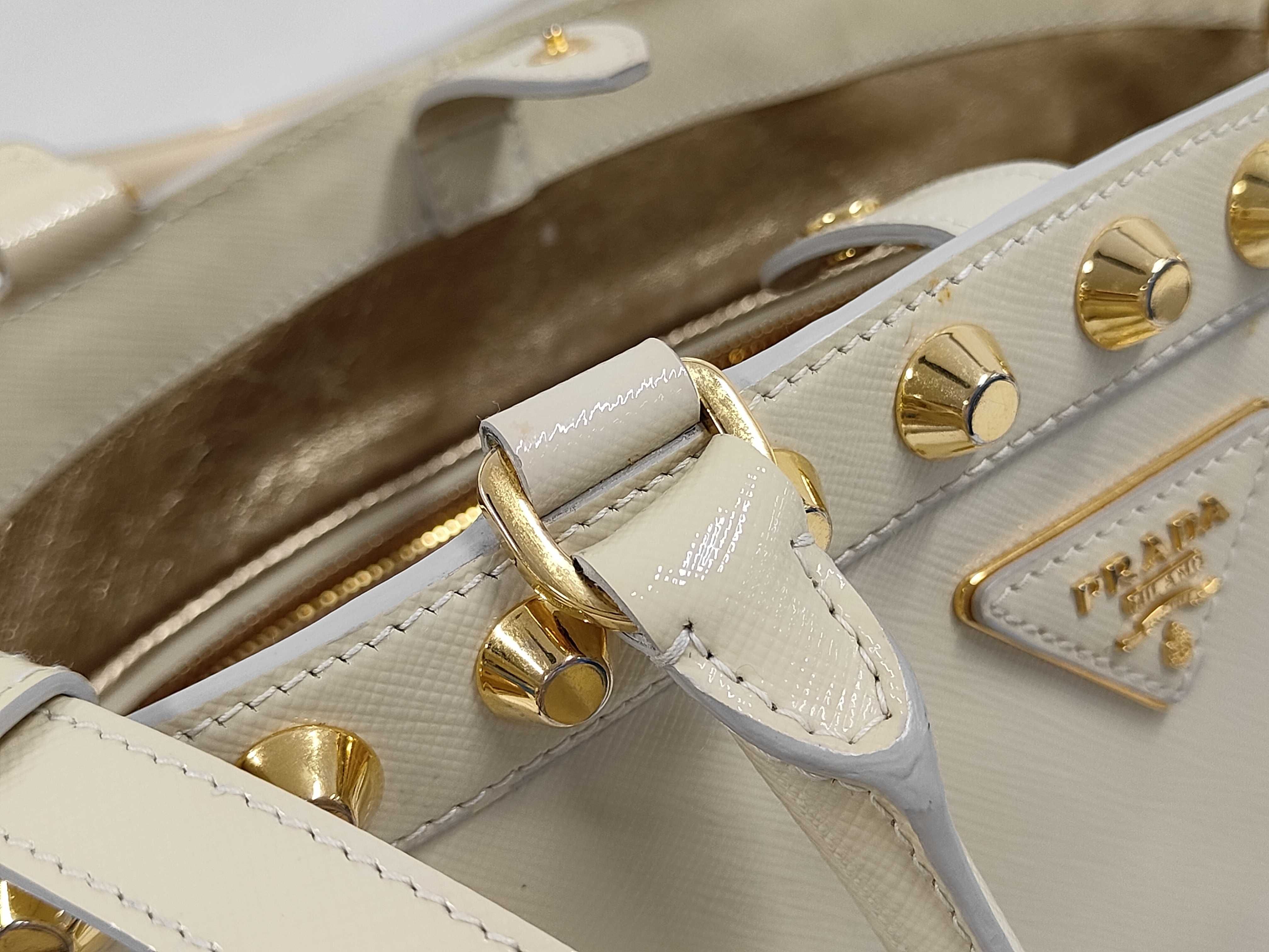 Saffiano Studded Vernice Tote Bag (2-Way, Ivory) - Handbag — view 6
