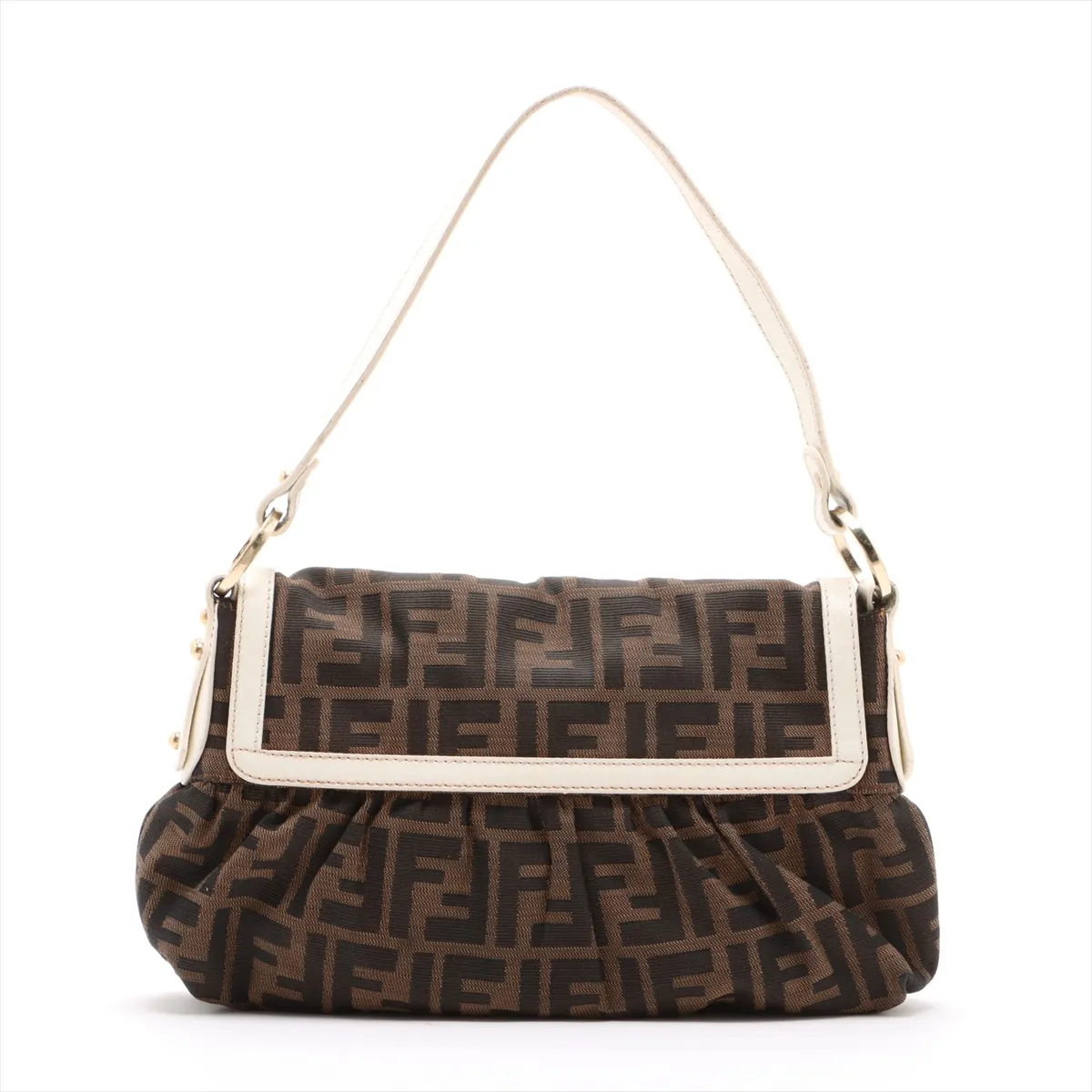 Zucca Canvas x Leather Shoulder Bag Beige x White 8BR353 — view 2