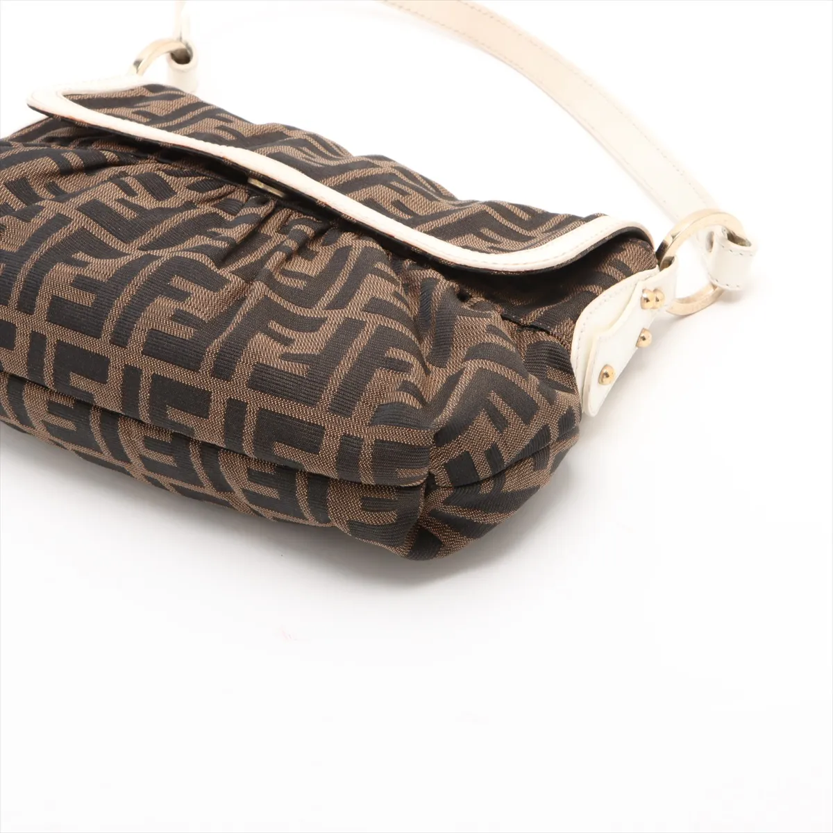 Zucca Canvas x Leather Shoulder Bag Beige x White 8BR353 — view 3
