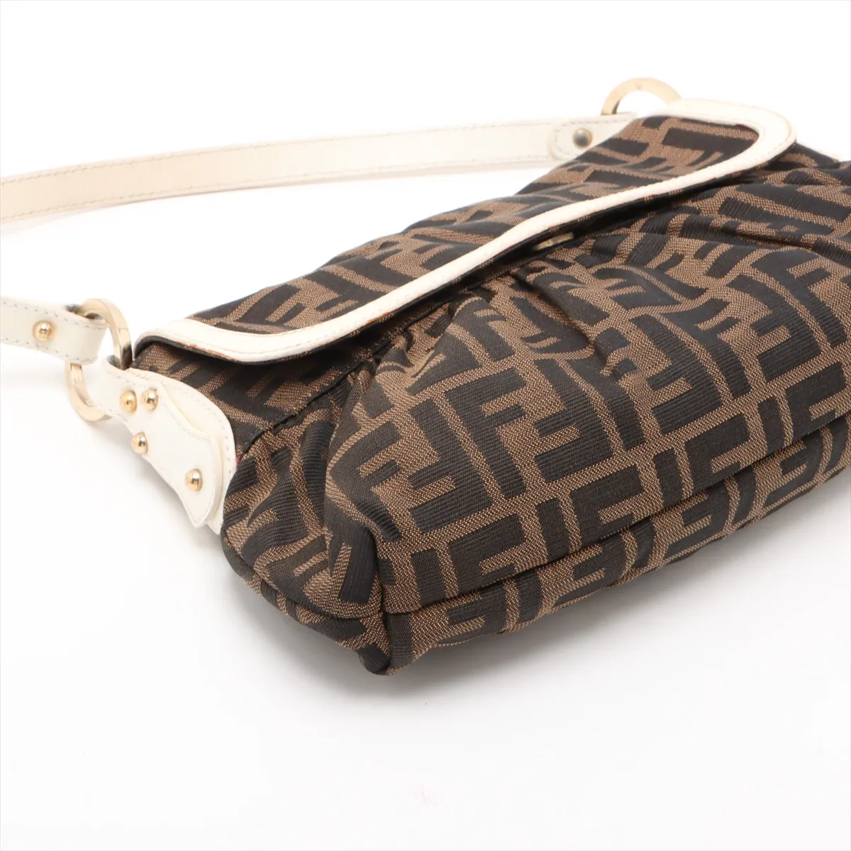 Zucca Canvas x Leather Shoulder Bag Beige x White 8BR353 — view 4