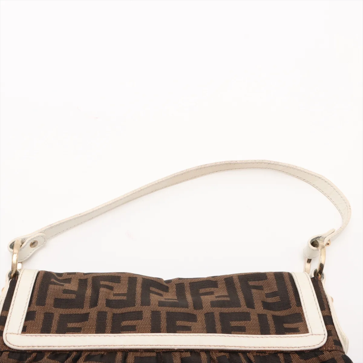 Zucca Canvas x Leather Shoulder Bag Beige x White 8BR353 — view 6