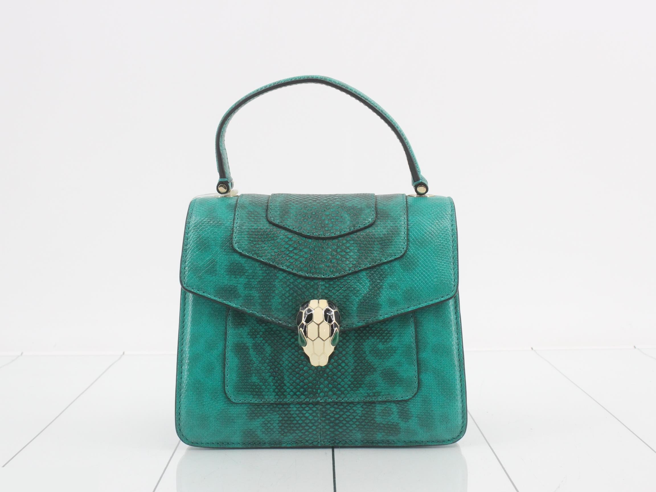 Serpenti 2-Way Bag with Strap, Exotic Leather