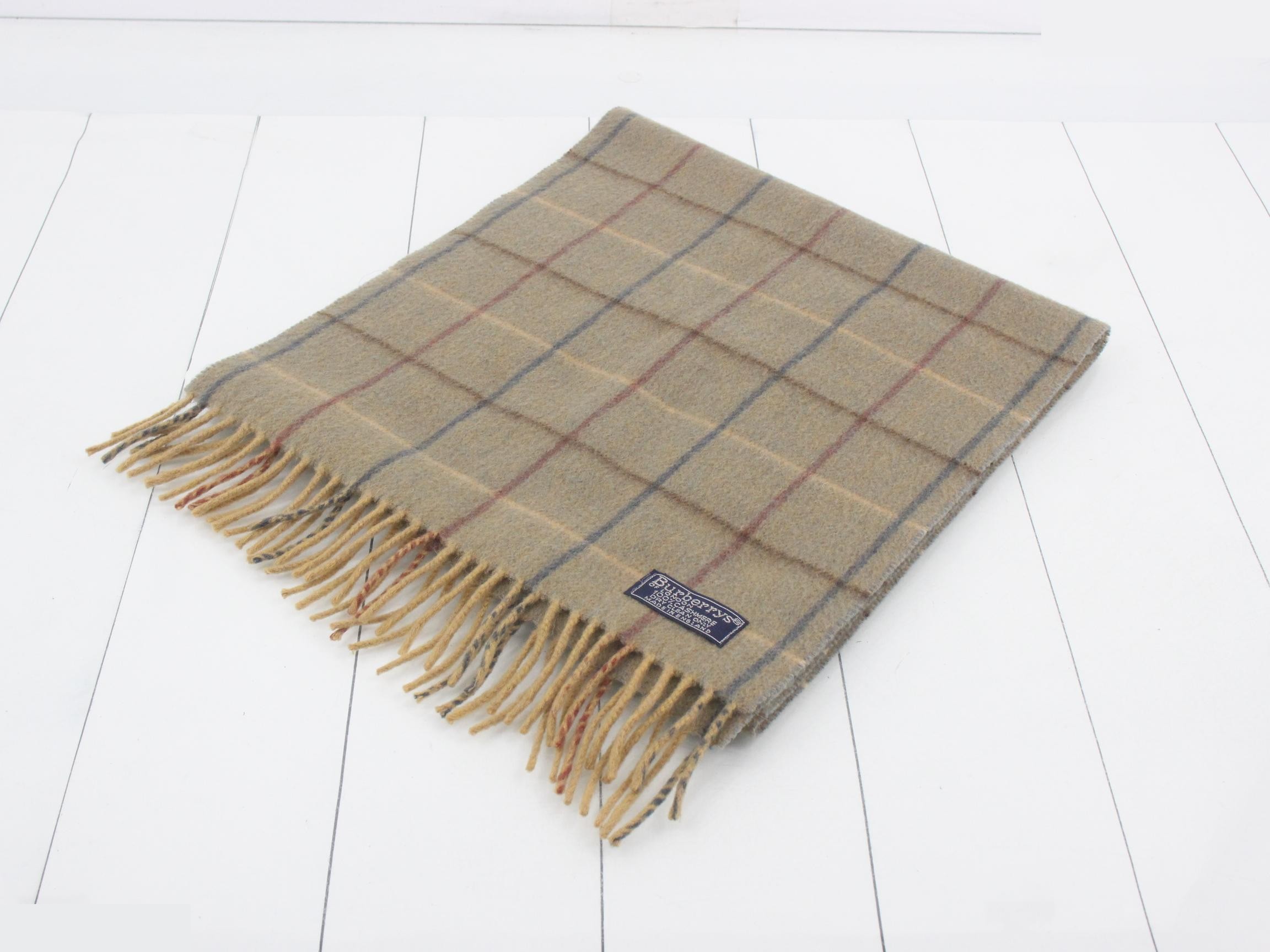 Nova Check Scarf, Brown Khaki, 100% Cashmere