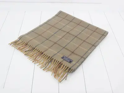 Nova Check Scarf, Brown Khaki, 100% Cashmere