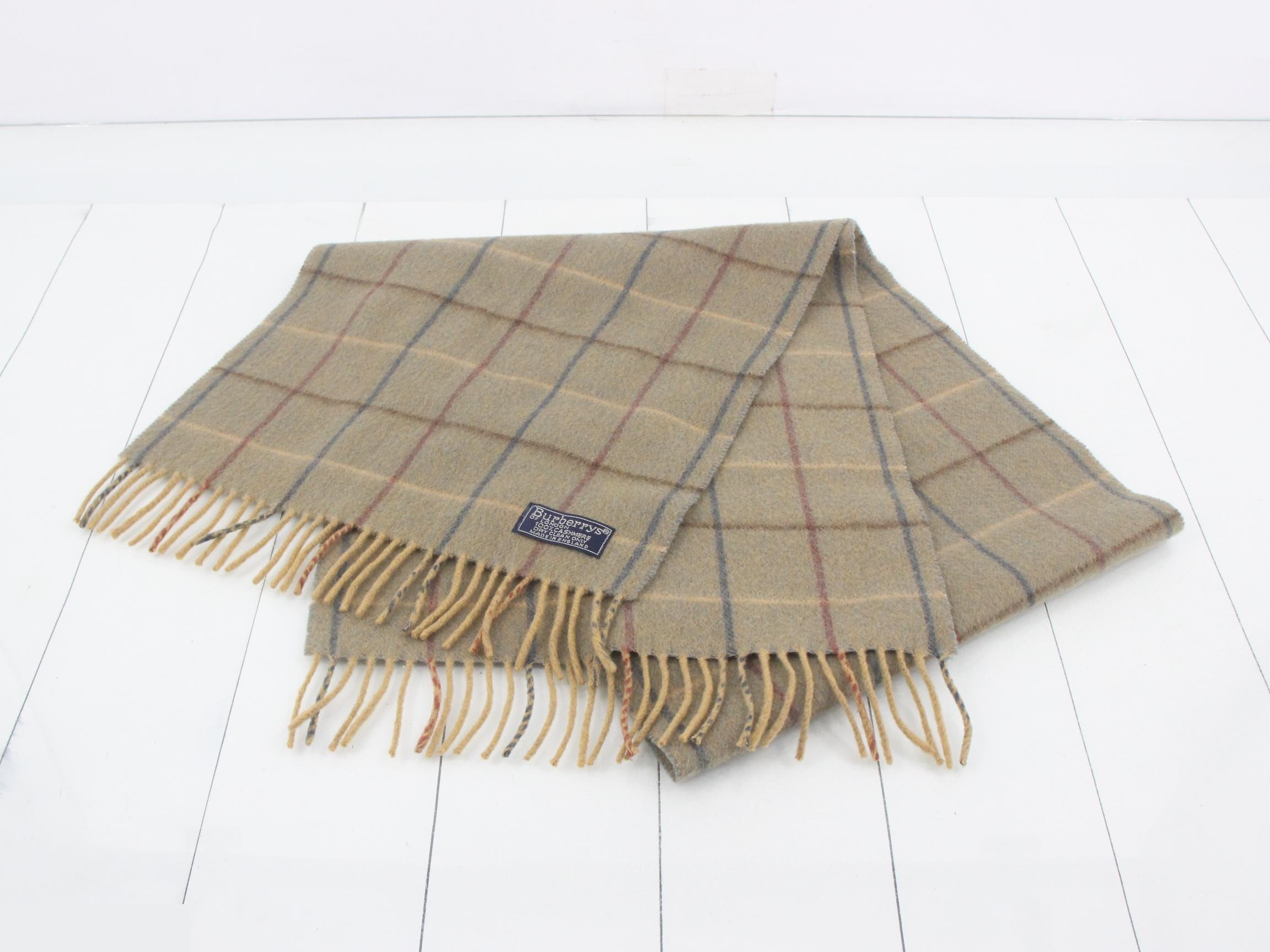 Nova Check Scarf, Brown Khaki, 100% Cashmere — view 2
