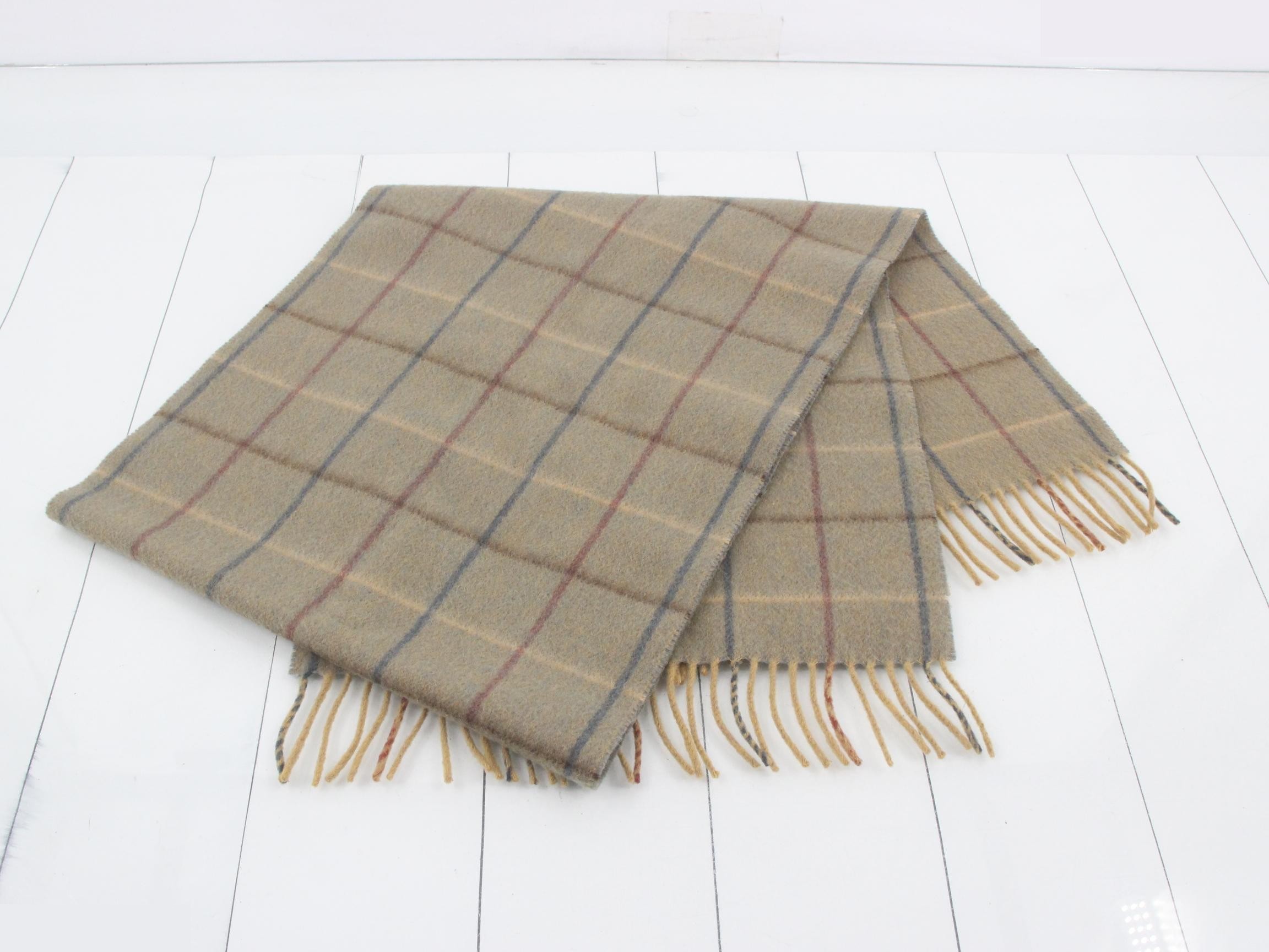 Nova Check Scarf, Brown Khaki, 100% Cashmere — view 3