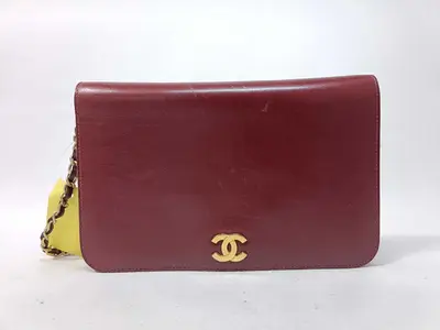 Calfskin Push-Lock Bordeaux Chain Bag Shoulder Bag