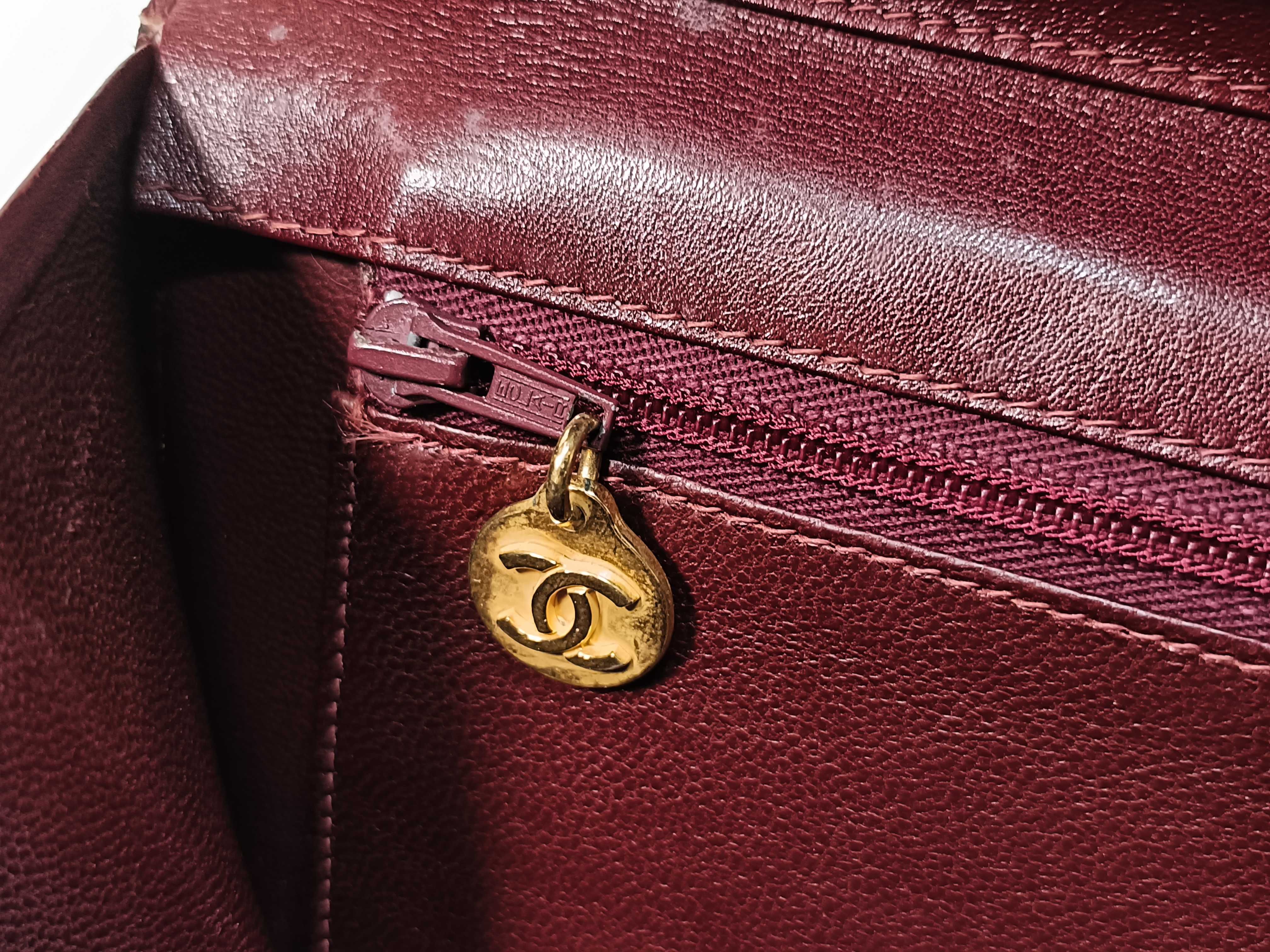 Calfskin Push-Lock Bordeaux Chain Bag Shoulder Bag — view 12