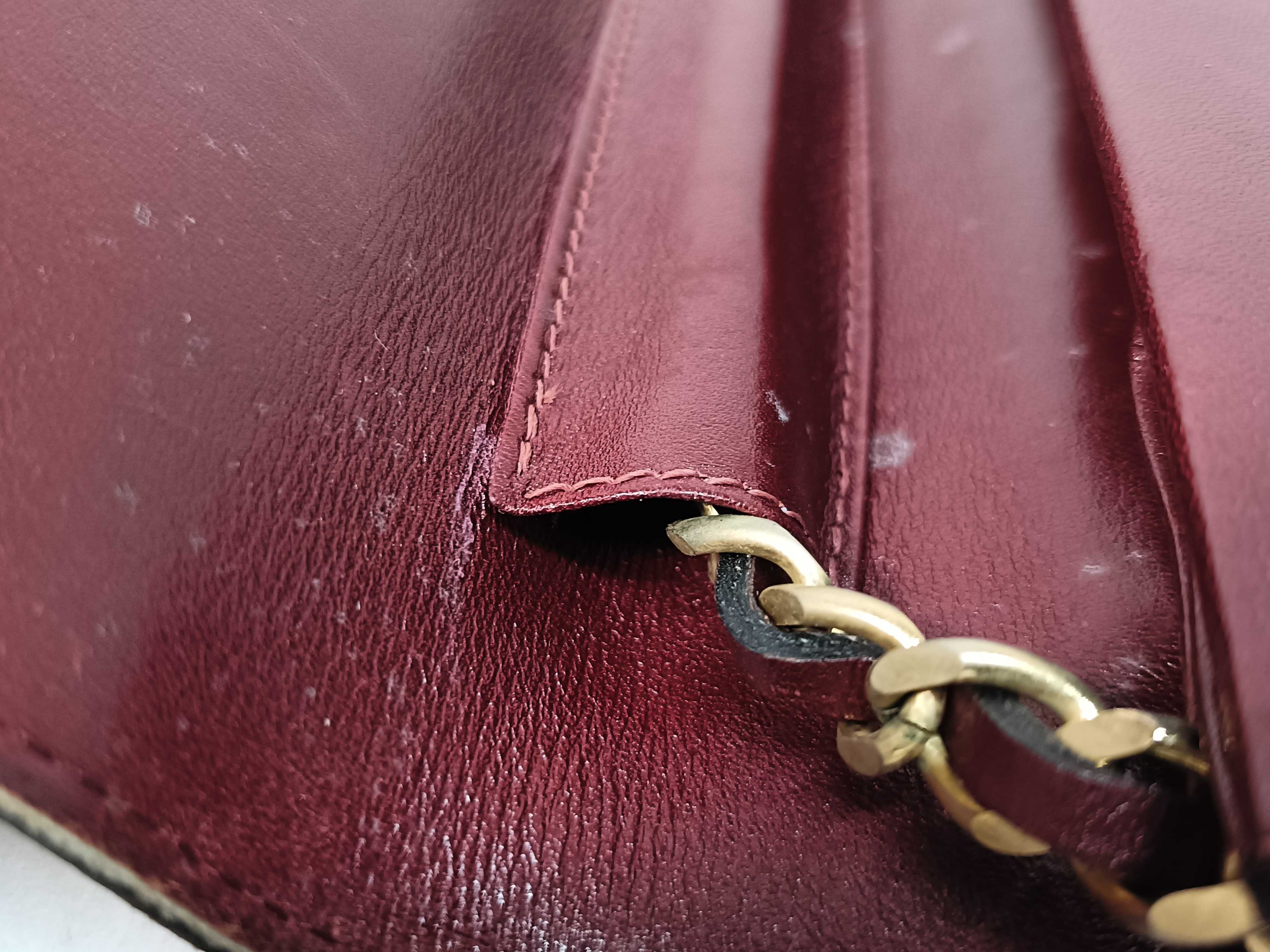 Calfskin Push-Lock Bordeaux Chain Bag Shoulder Bag — view 5