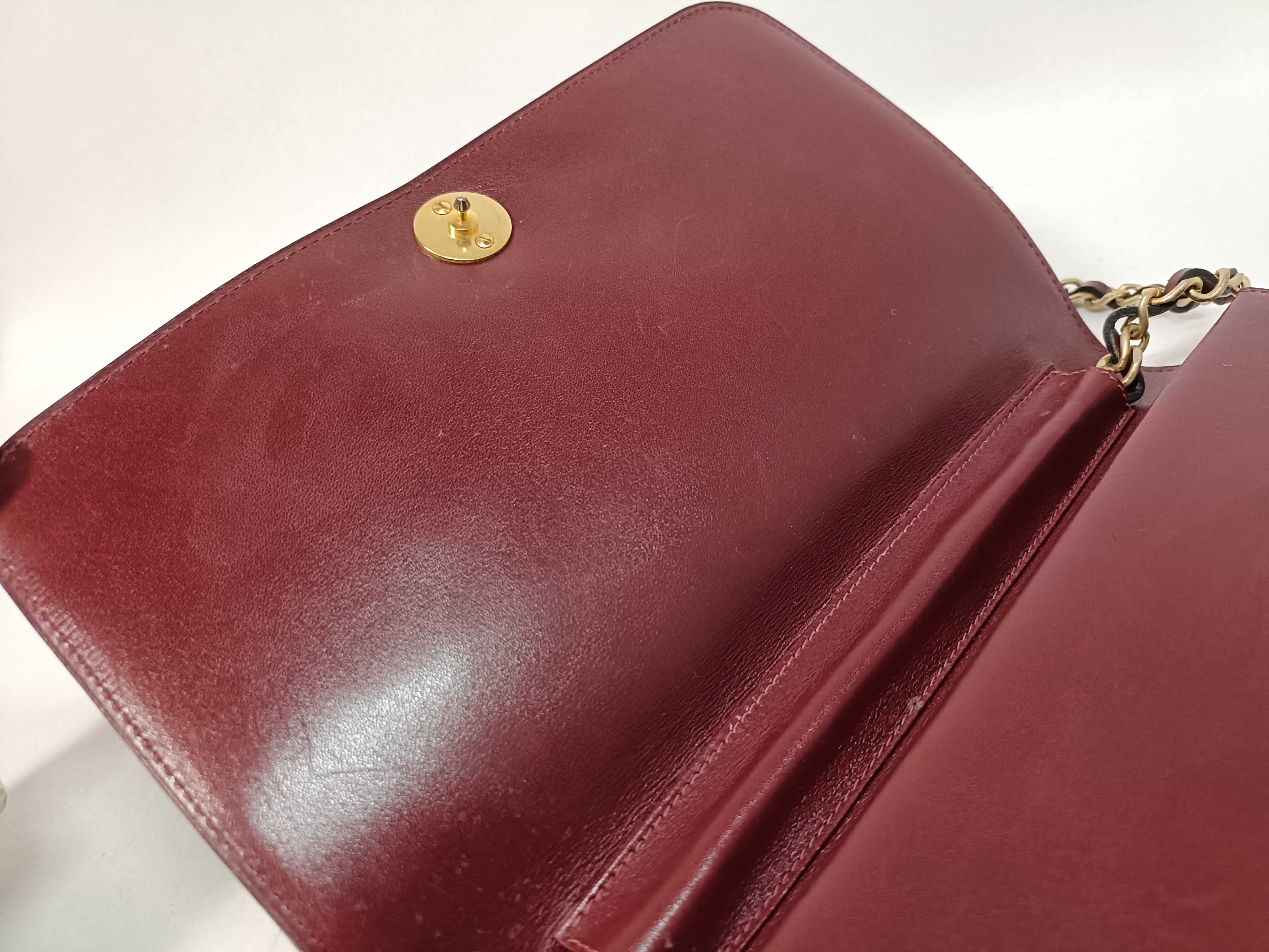 Calfskin Push-Lock Bordeaux Chain Bag Shoulder Bag — view 8