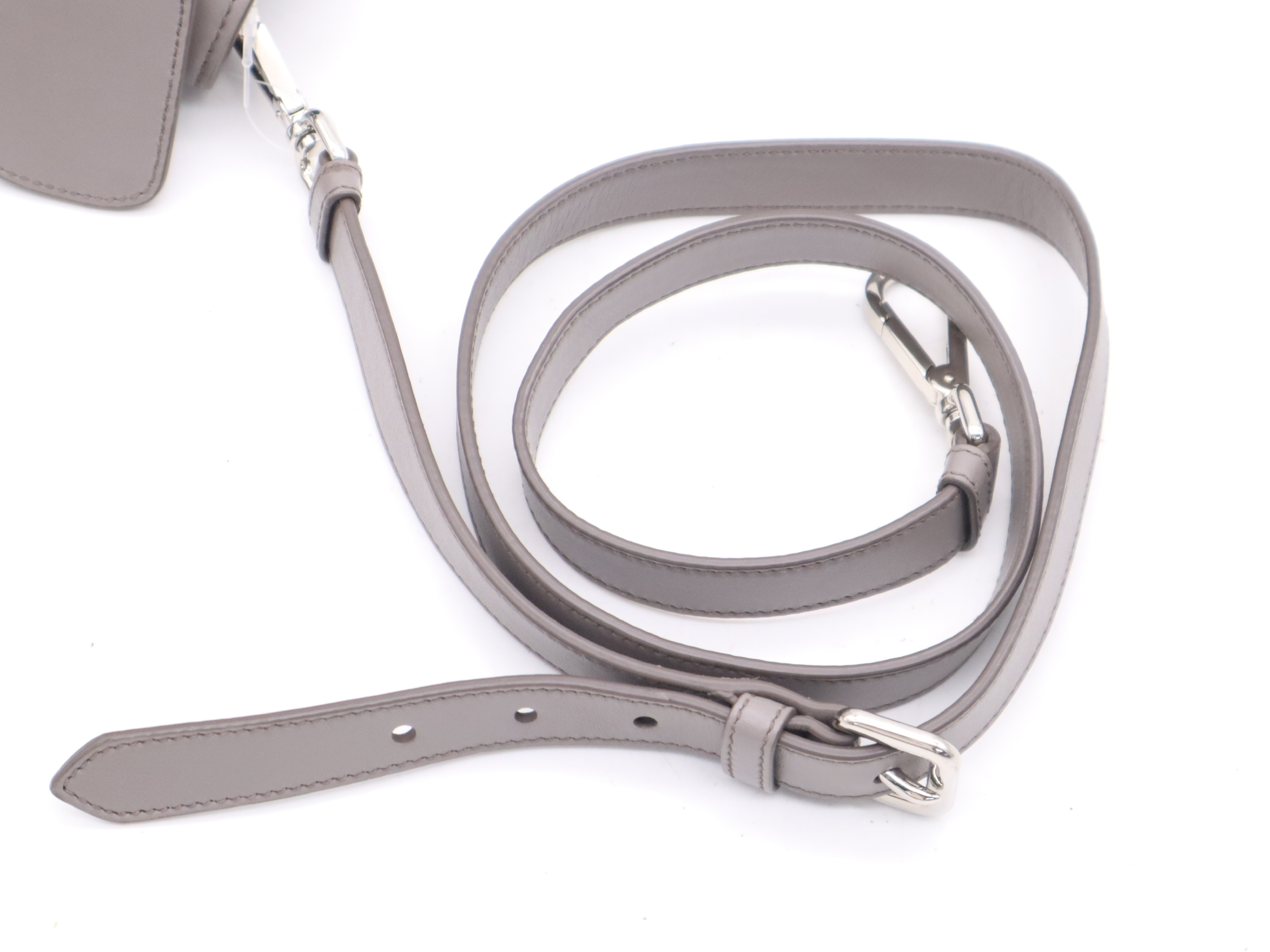 BN2865 Soft Calf Logo 2-Way Tote Bag, Gray, Silver Hardware, Includes Shoulder Strap, Name Tag, Dust Bag x2, and Card. — view 13