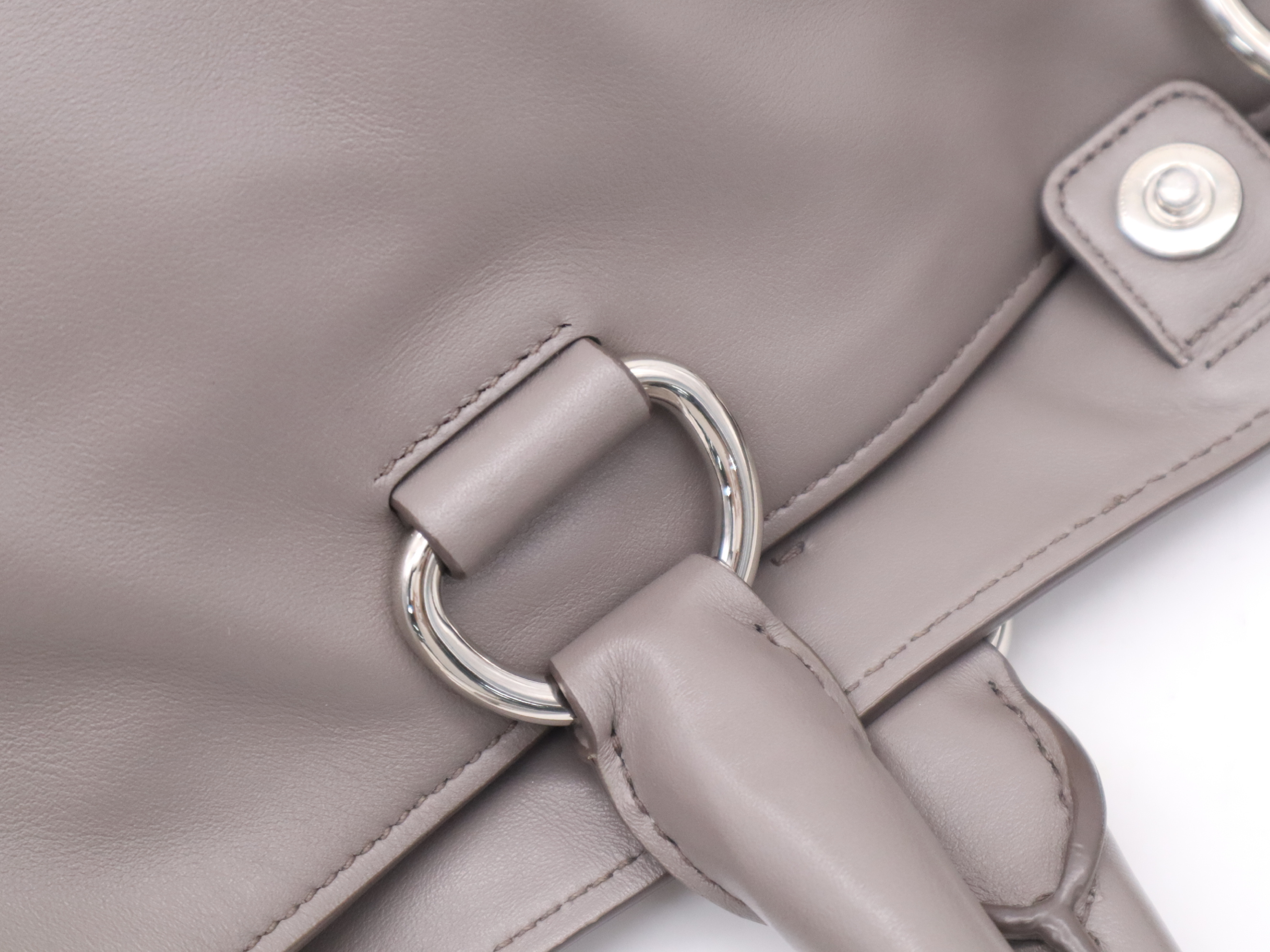 BN2865 Soft Calf Logo 2-Way Tote Bag, Gray, Silver Hardware, Includes Shoulder Strap, Name Tag, Dust Bag x2, and Card. — view 7