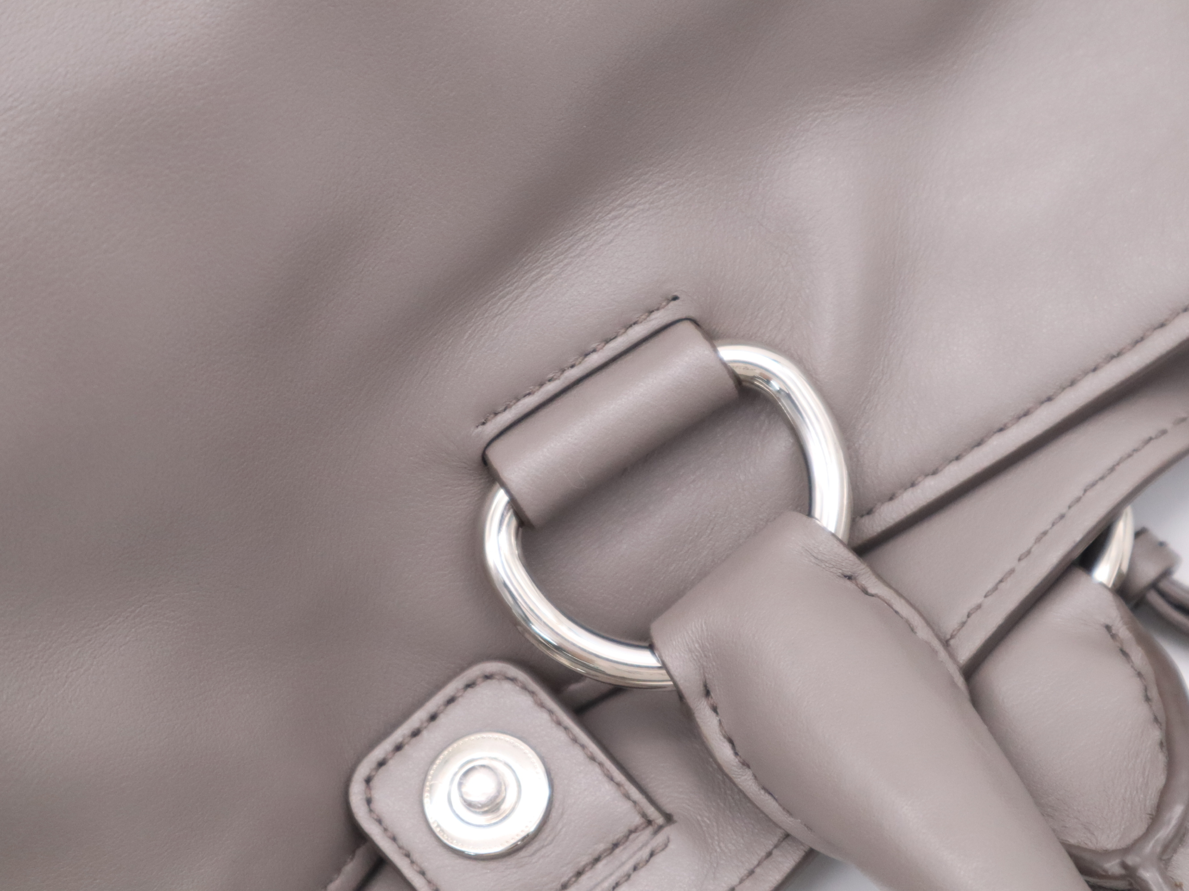 BN2865 Soft Calf Logo 2-Way Tote Bag, Gray, Silver Hardware, Includes Shoulder Strap, Name Tag, Dust Bag x2, and Card. — view 8