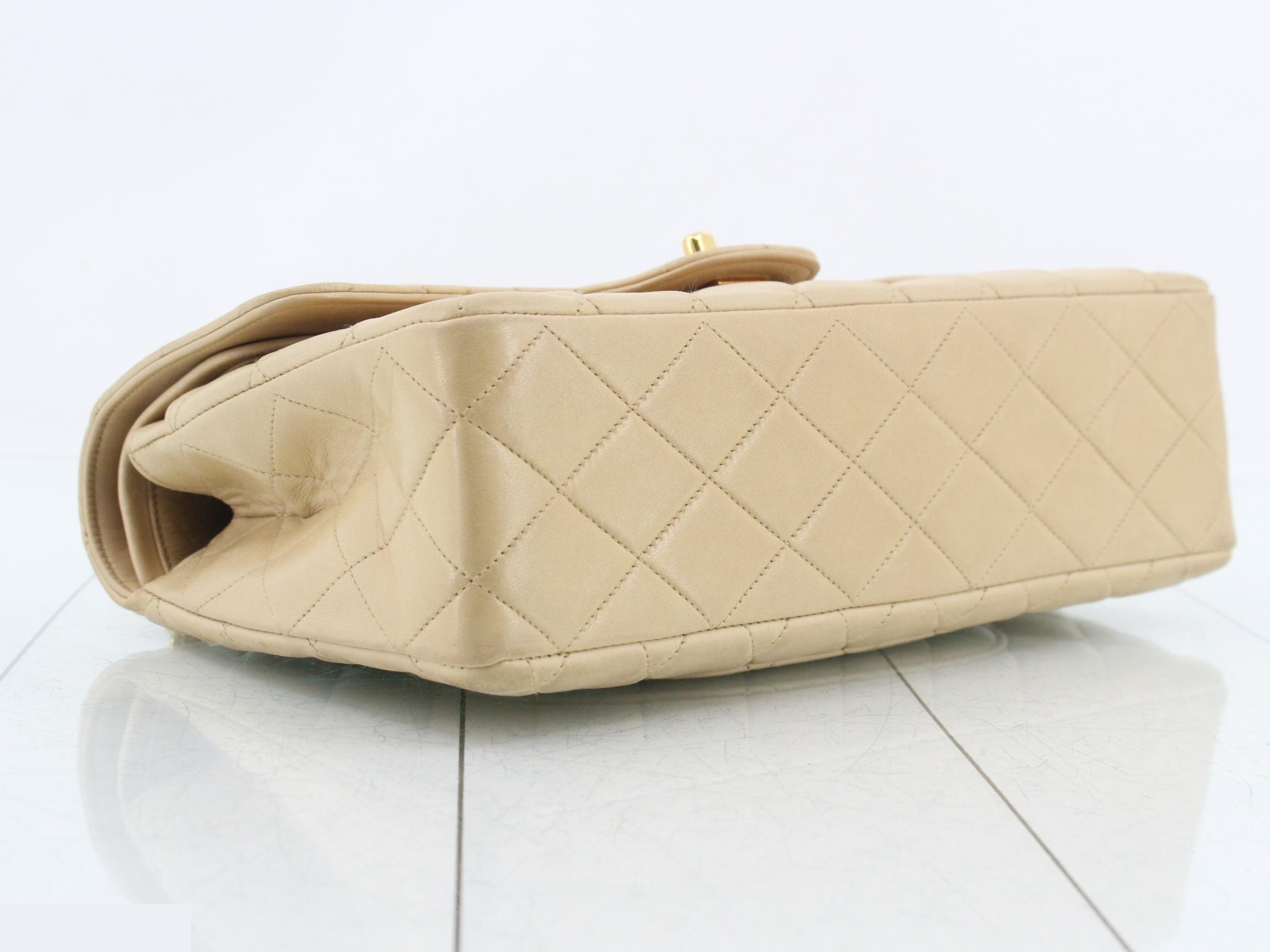 Matelassé Double Flap Chain Shoulder Bag, Beige — view 5