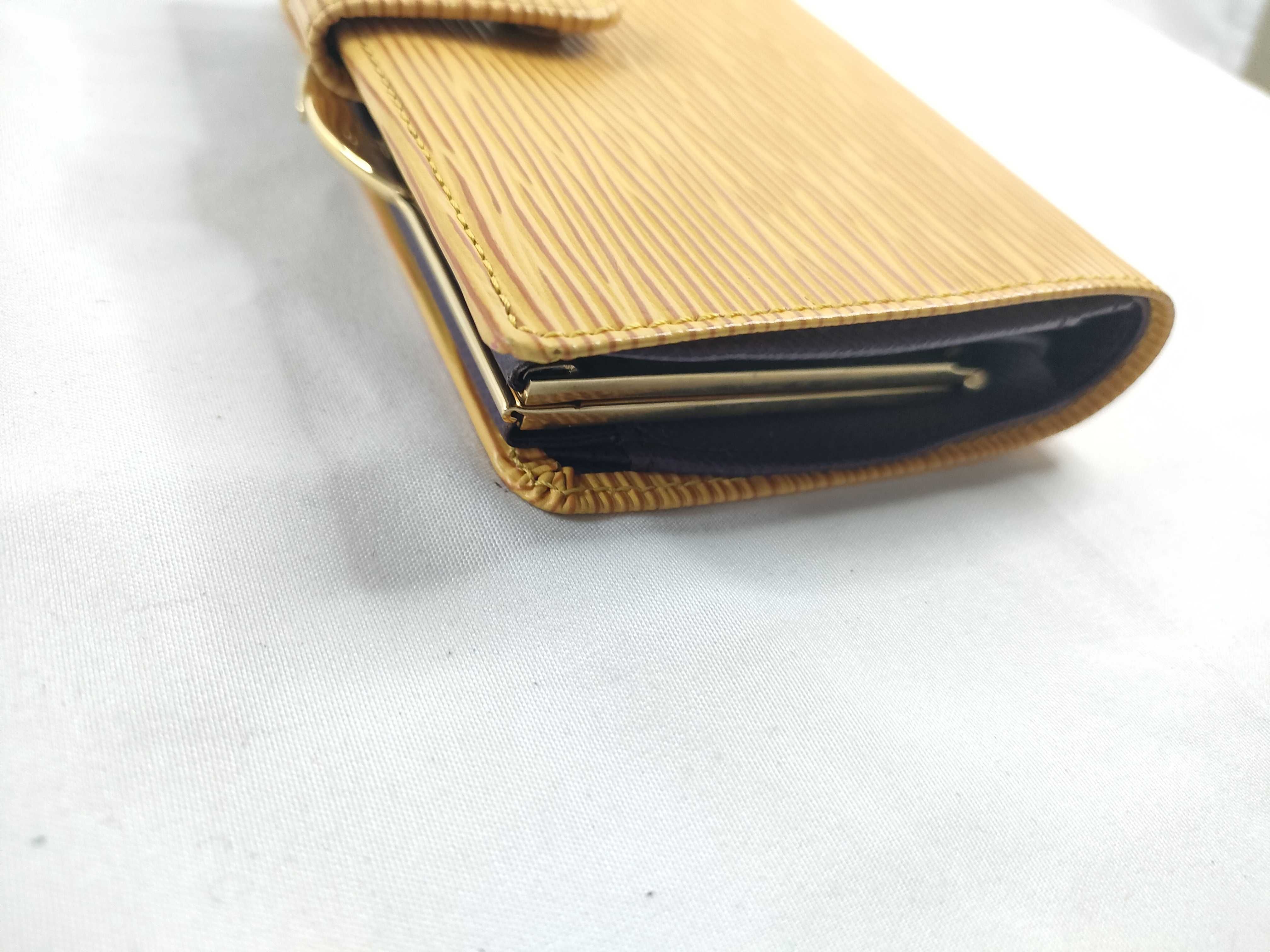 Epi Leather Folding Wallet, Yellow — view 4
