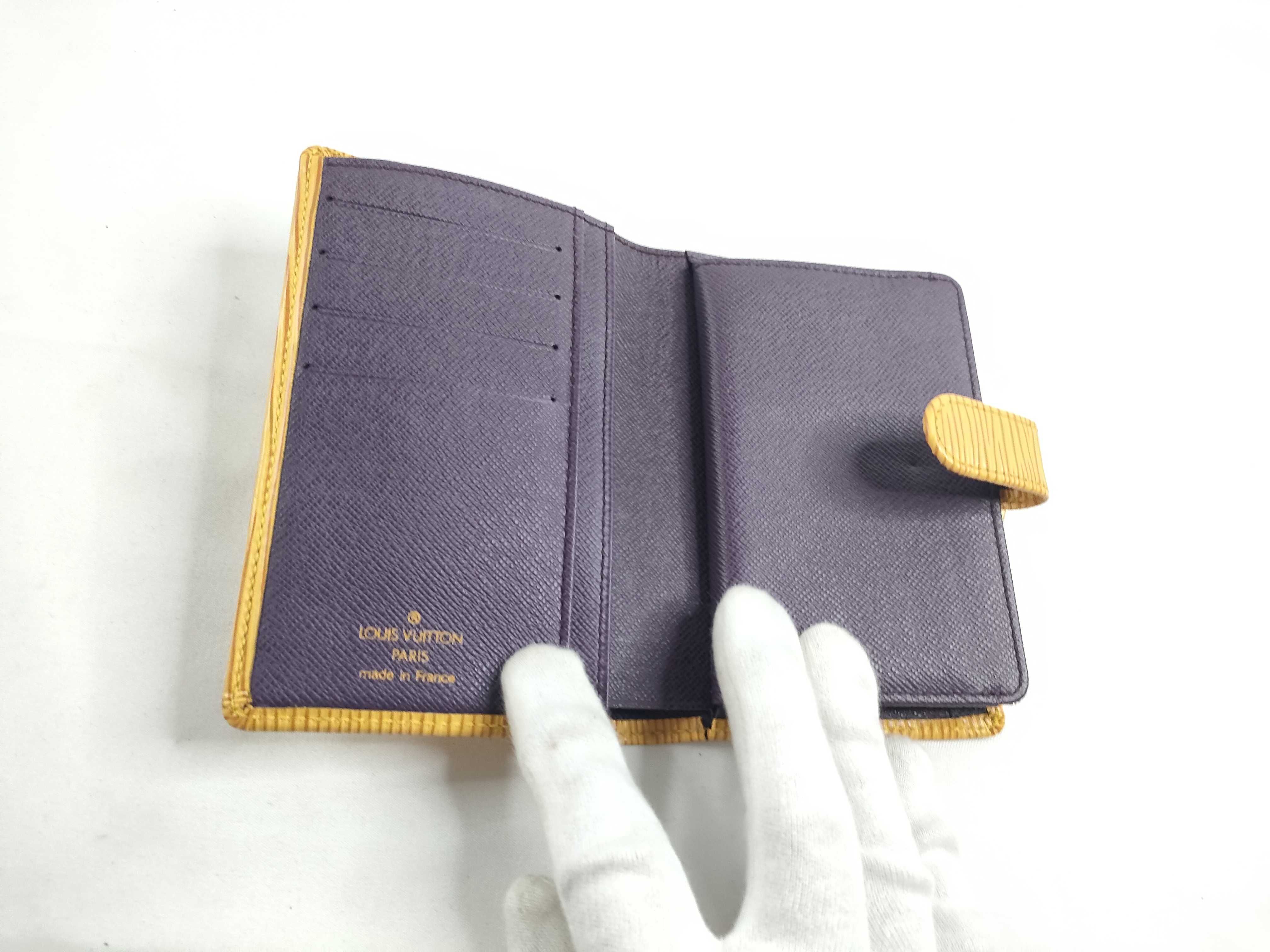 Epi Leather Folding Wallet, Yellow — view 8