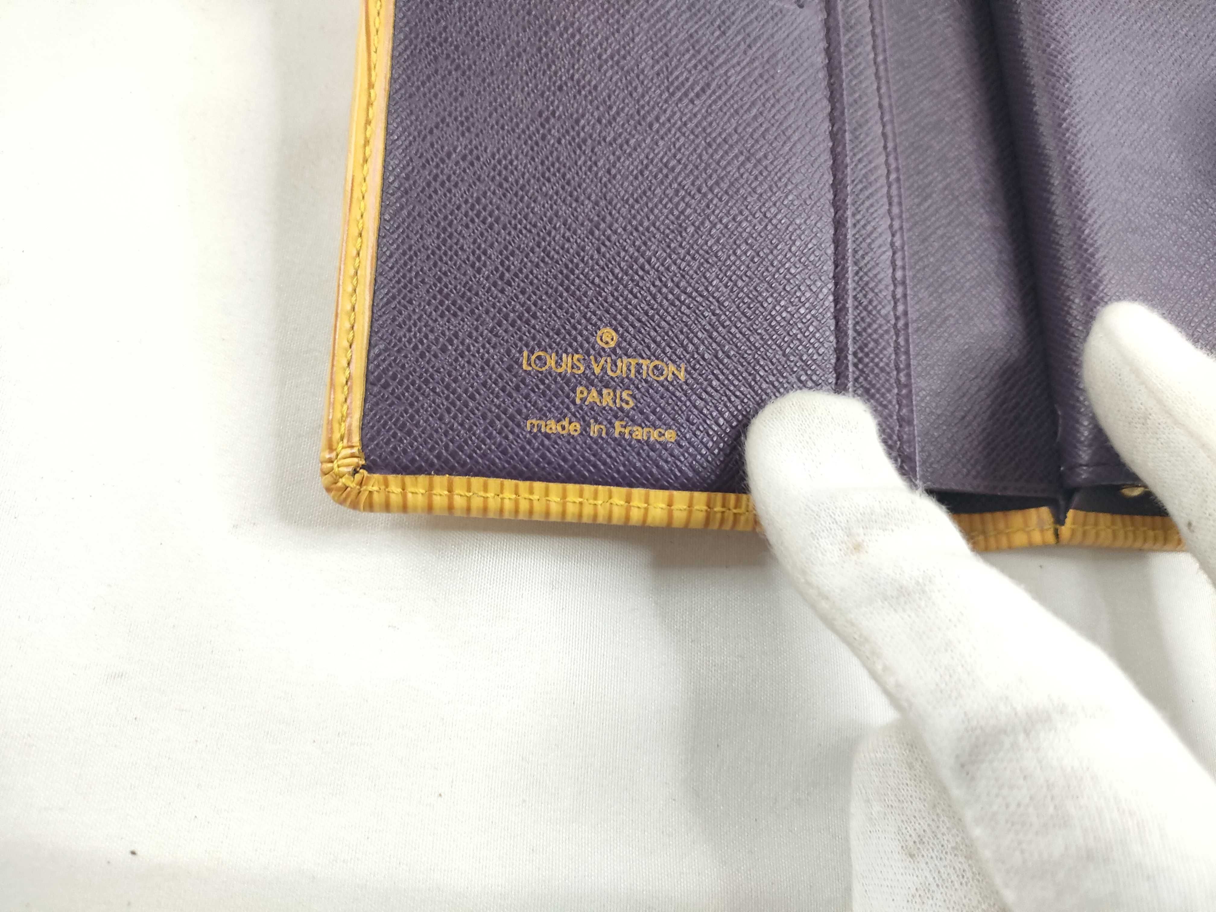 Epi Leather Folding Wallet, Yellow — view 9