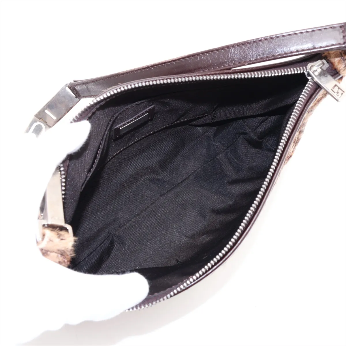 calfskin and leather shoulder bag, leopard print. — view 7