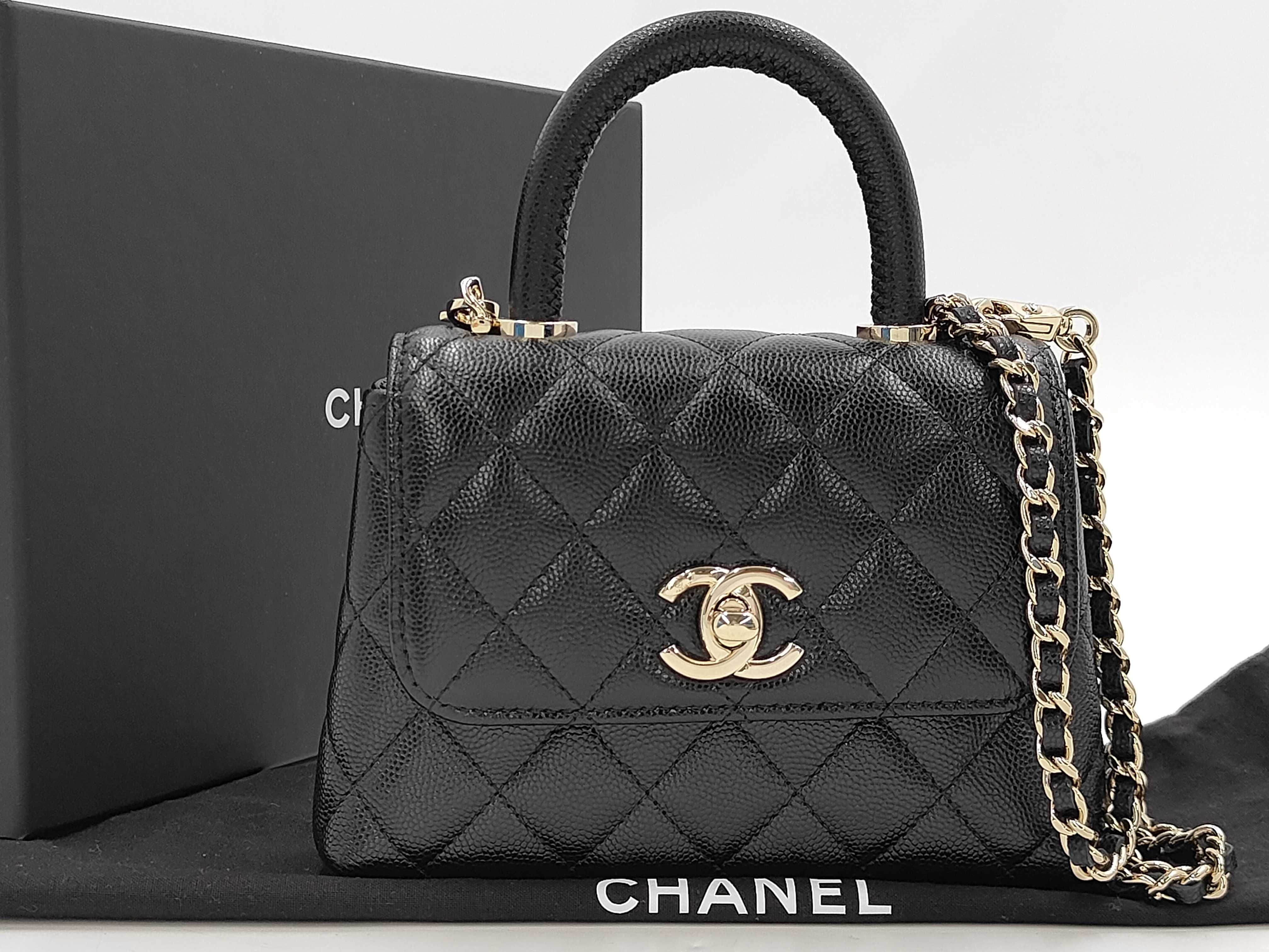 Caviar Skin Coco Handle Mini Caviar Skin Chain Shoulder Bag