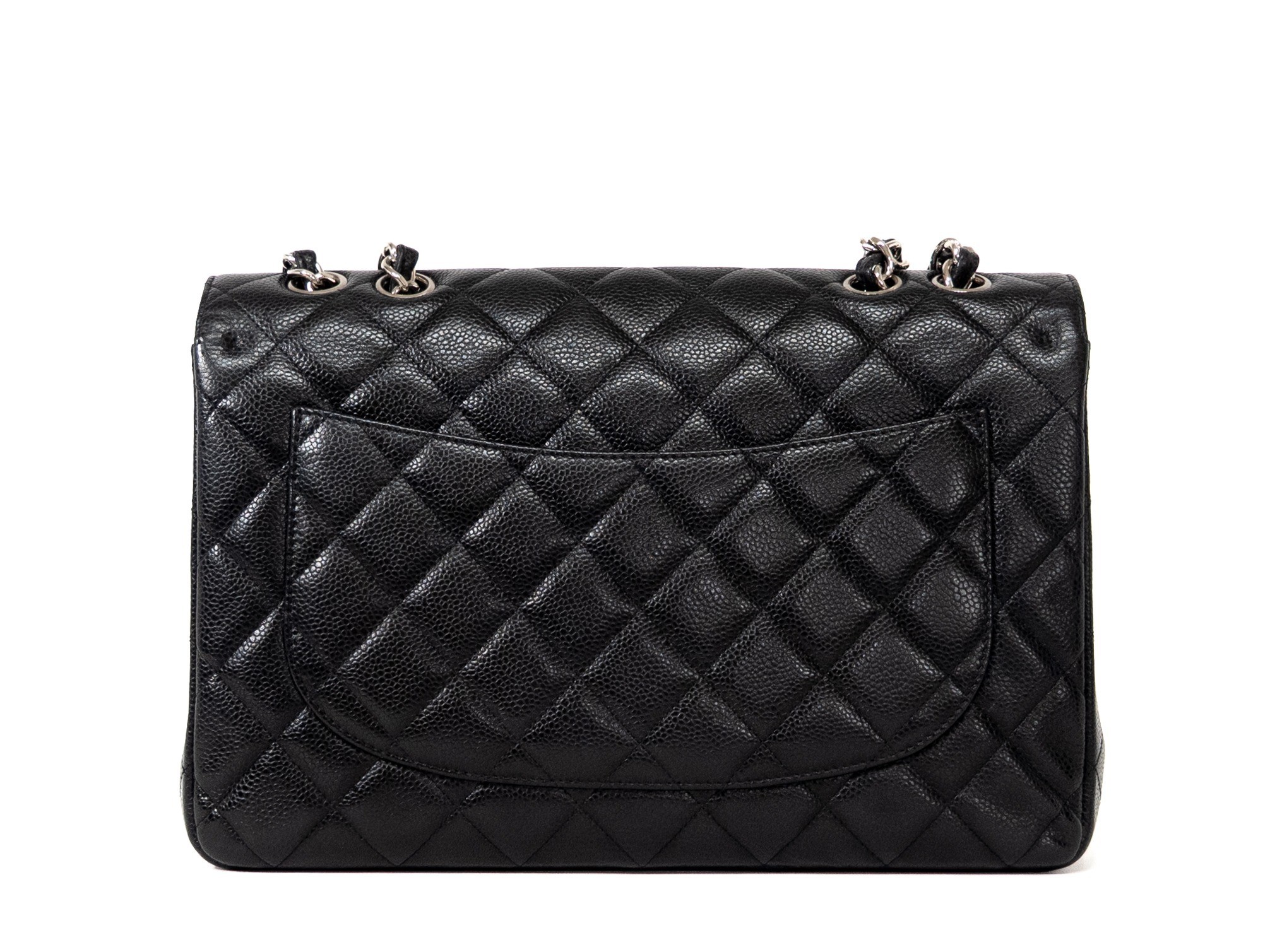 Large Matelassé Caviar Skin Seal Black — view 2