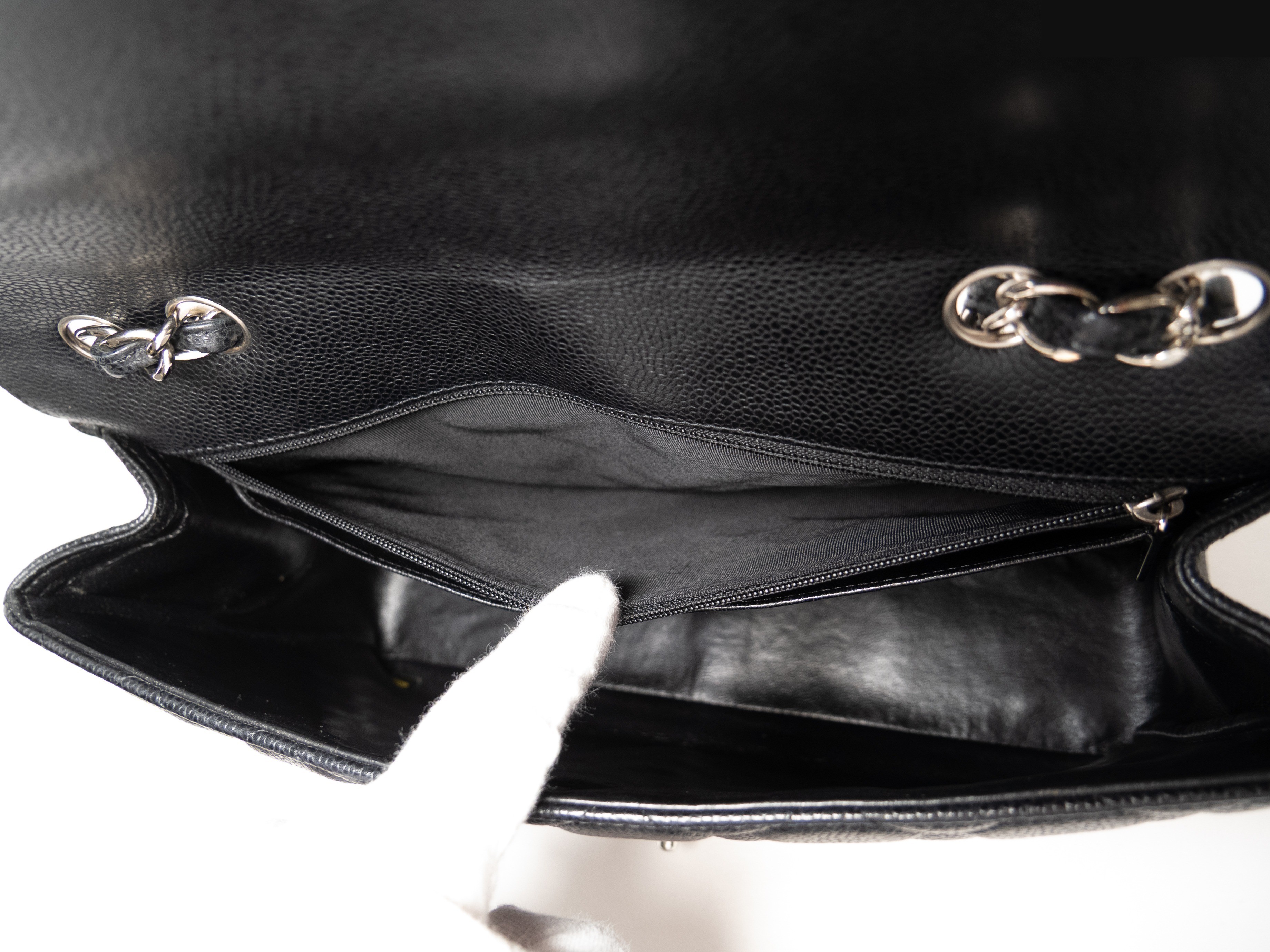 Large Matelassé Caviar Skin Seal Black — view 11