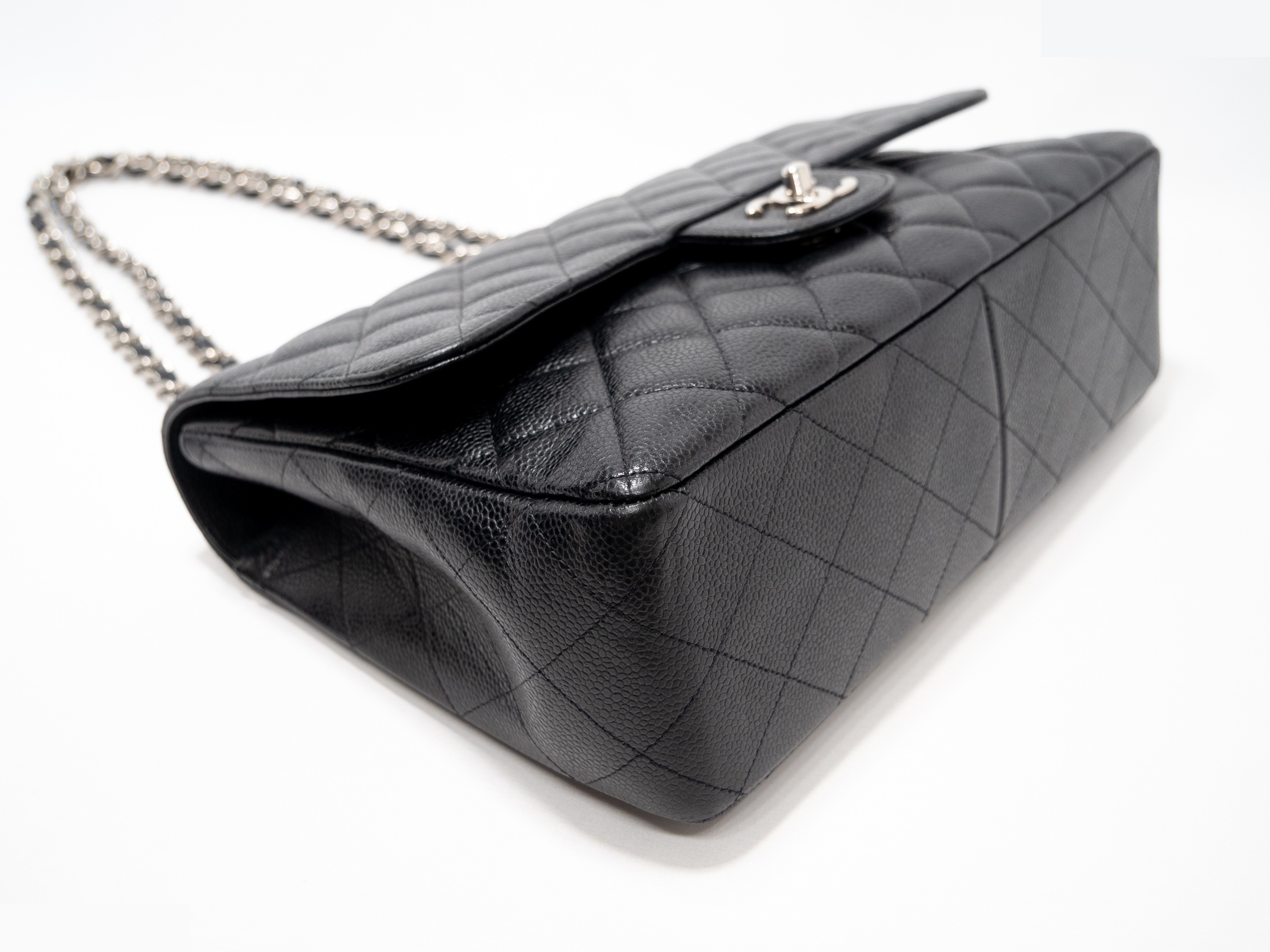 Large Matelassé Caviar Skin Seal Black — view 4